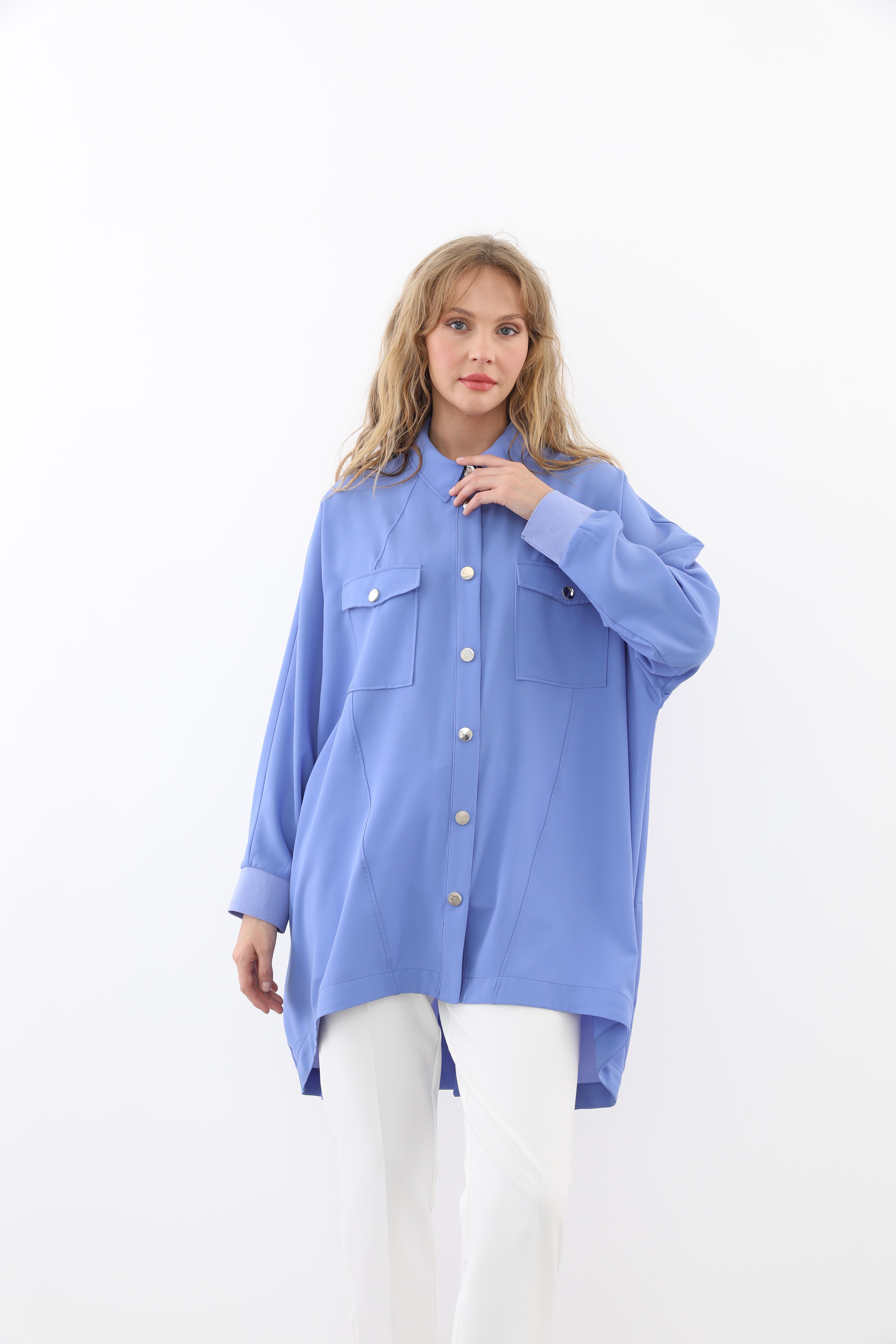 GHİSA Ghisa 4667 Gömlek Yaka Tunik - Mavi Ghisa 4667 Gömlek Yaka Tunik - Mavi - Bilen Giyim Tunik 