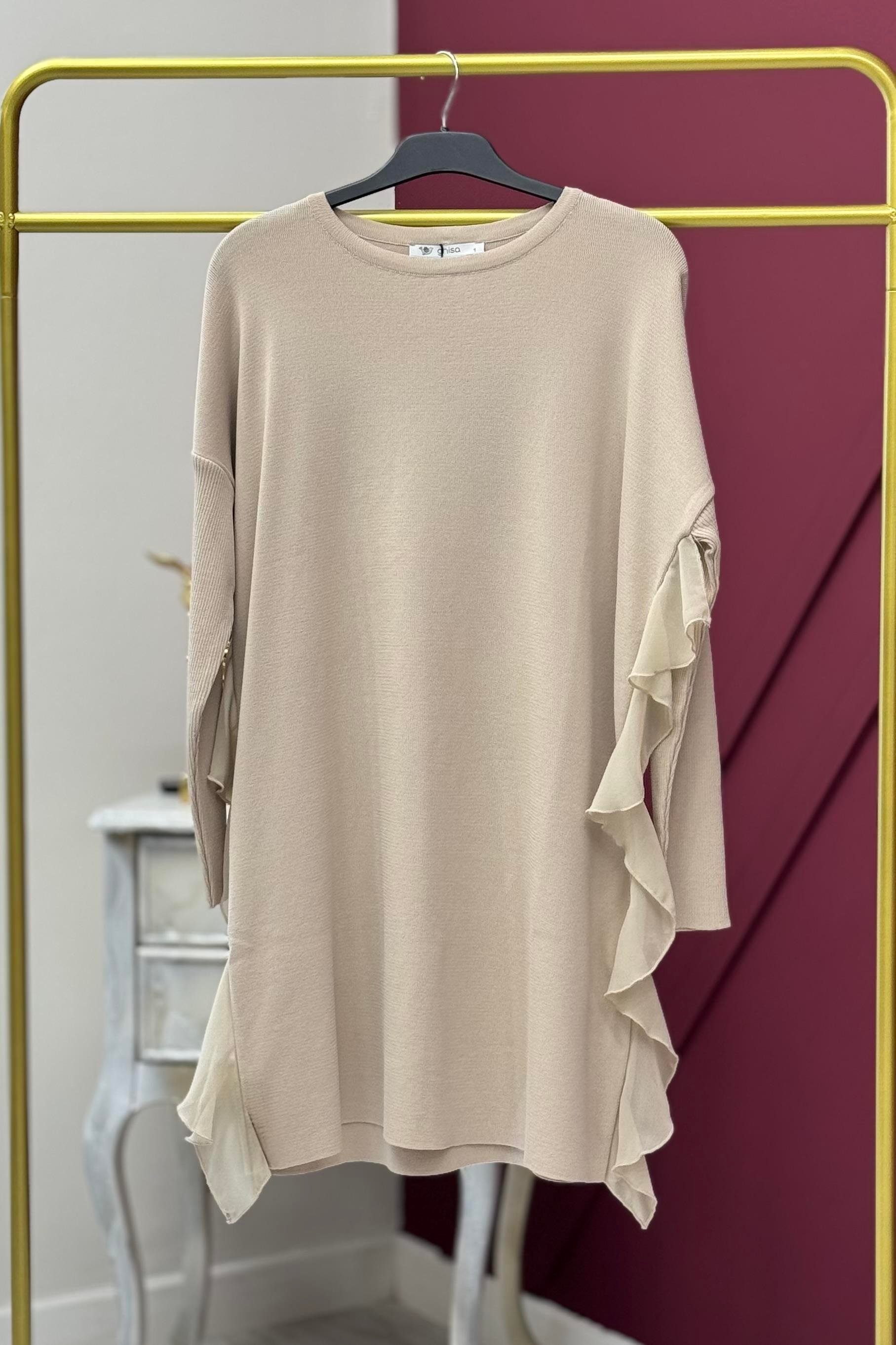 GHİSA Ghisa 4689 Merserize Yan Şifon Tunik - Taş Ghisa 4689 Merserize Yan Şifon Tunik - Bilen Giyim Tunik 