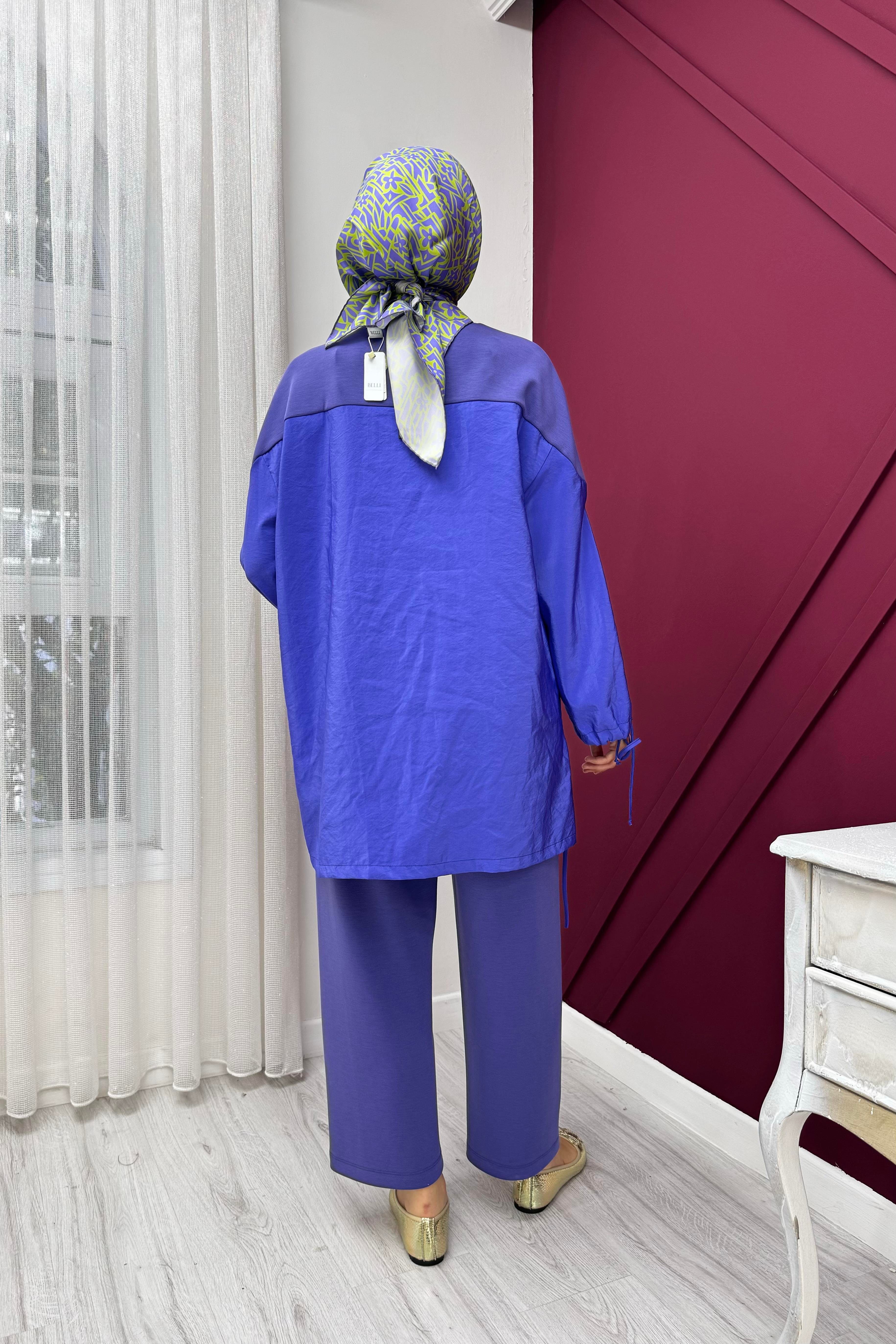 GHİSA Ghisa 4718 Yazı Baskılı İşlemeli Pantolonlu Takım - Mor Ghisa 4718 Yazı Baskılı İşlemeli Pantolonlu Takım - Mor - Bilen Giyim Takım 
