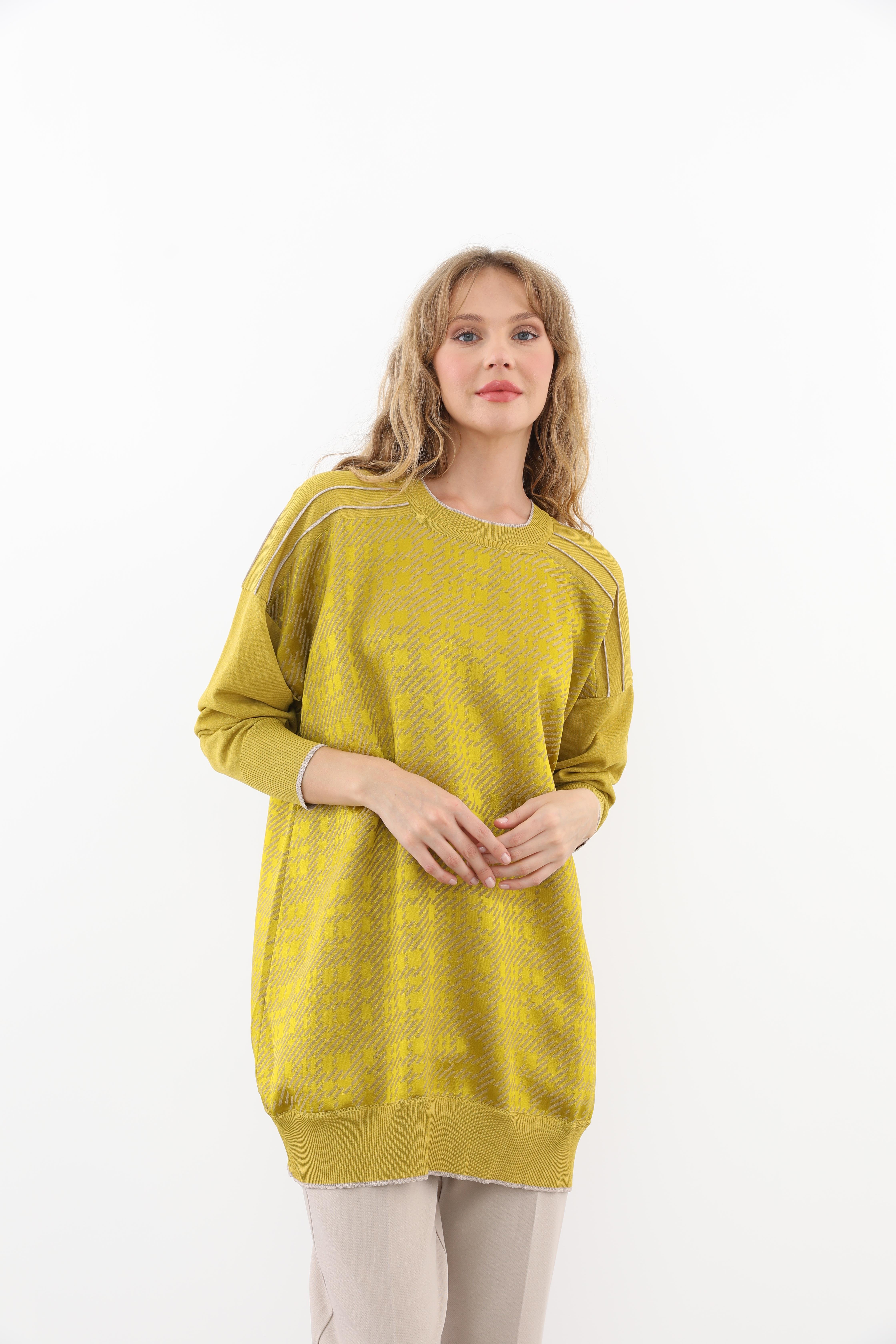 GHİSA Ghisa 4781 Kol Merserize Detay Desenli Tunik - Vizon - Asit  Tunik 
