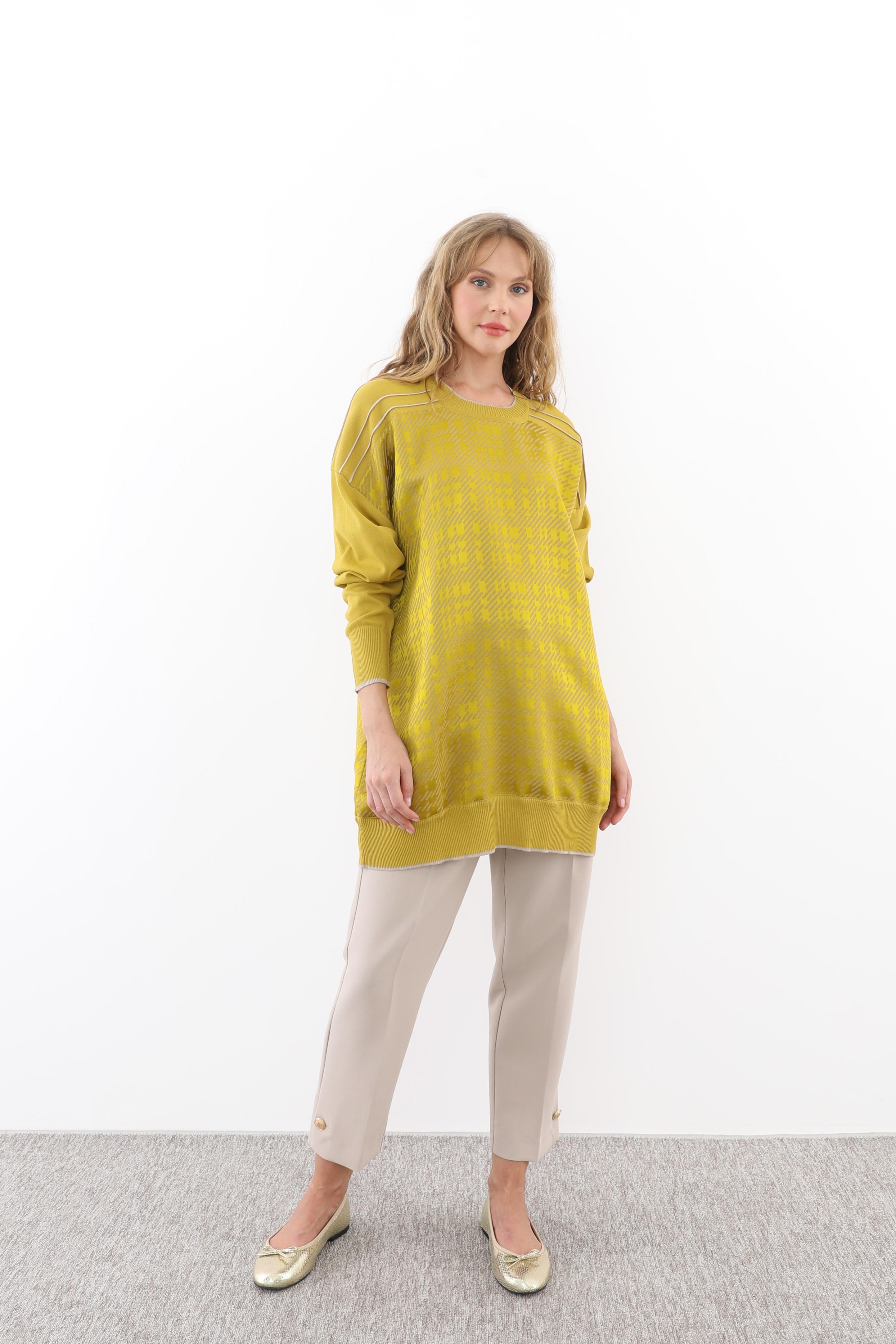 GHİSA Ghisa 4781 Kol Merserize Detay Desenli Tunik - Vizon - Asit  Tunik 