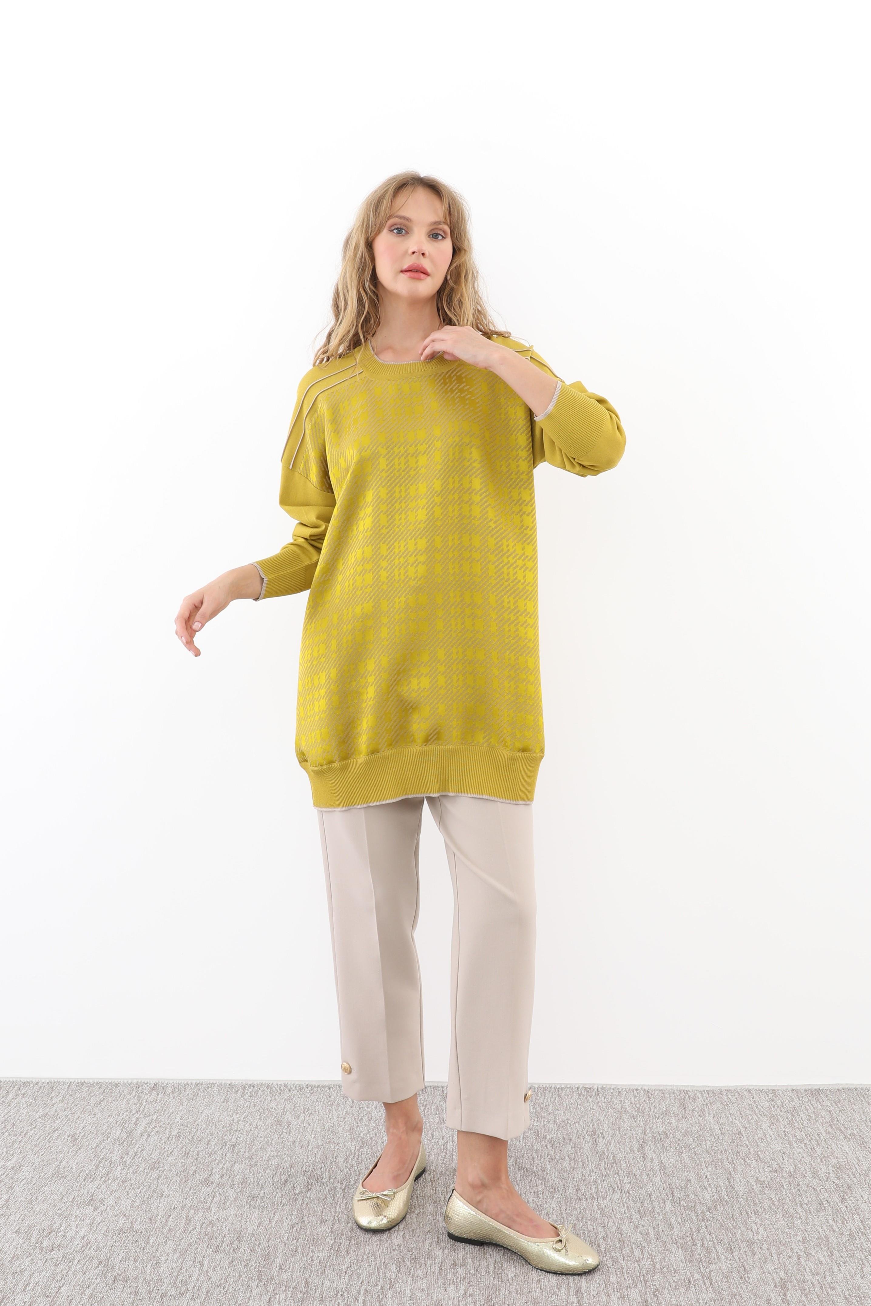 GHİSA Ghisa 4781 Kol Merserize Detay Desenli Tunik - Vizon - Asit  Tunik 