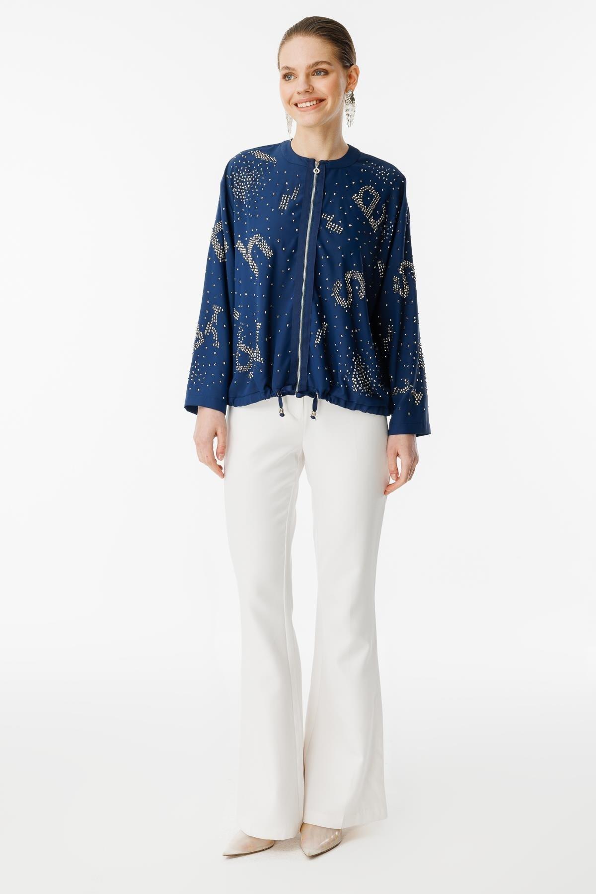 GHİSA Ghisa 4835 Fermuarlı Kısa Ceket - Lacivert Ghisa 4835 Fermuarlı Kısa Ceket - Bilen Giyim Ceket 