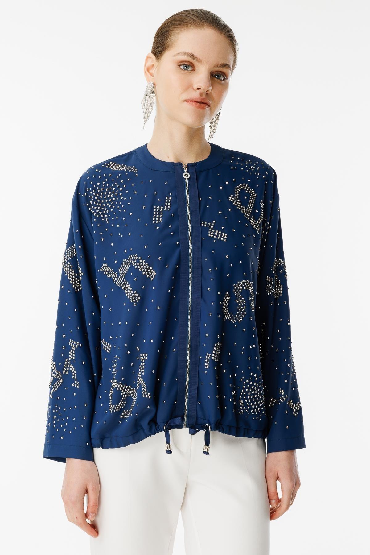 GHİSA Ghisa 4835 Fermuarlı Kısa Ceket - Lacivert Ghisa 4835 Fermuarlı Kısa Ceket - Bilen Giyim Ceket 