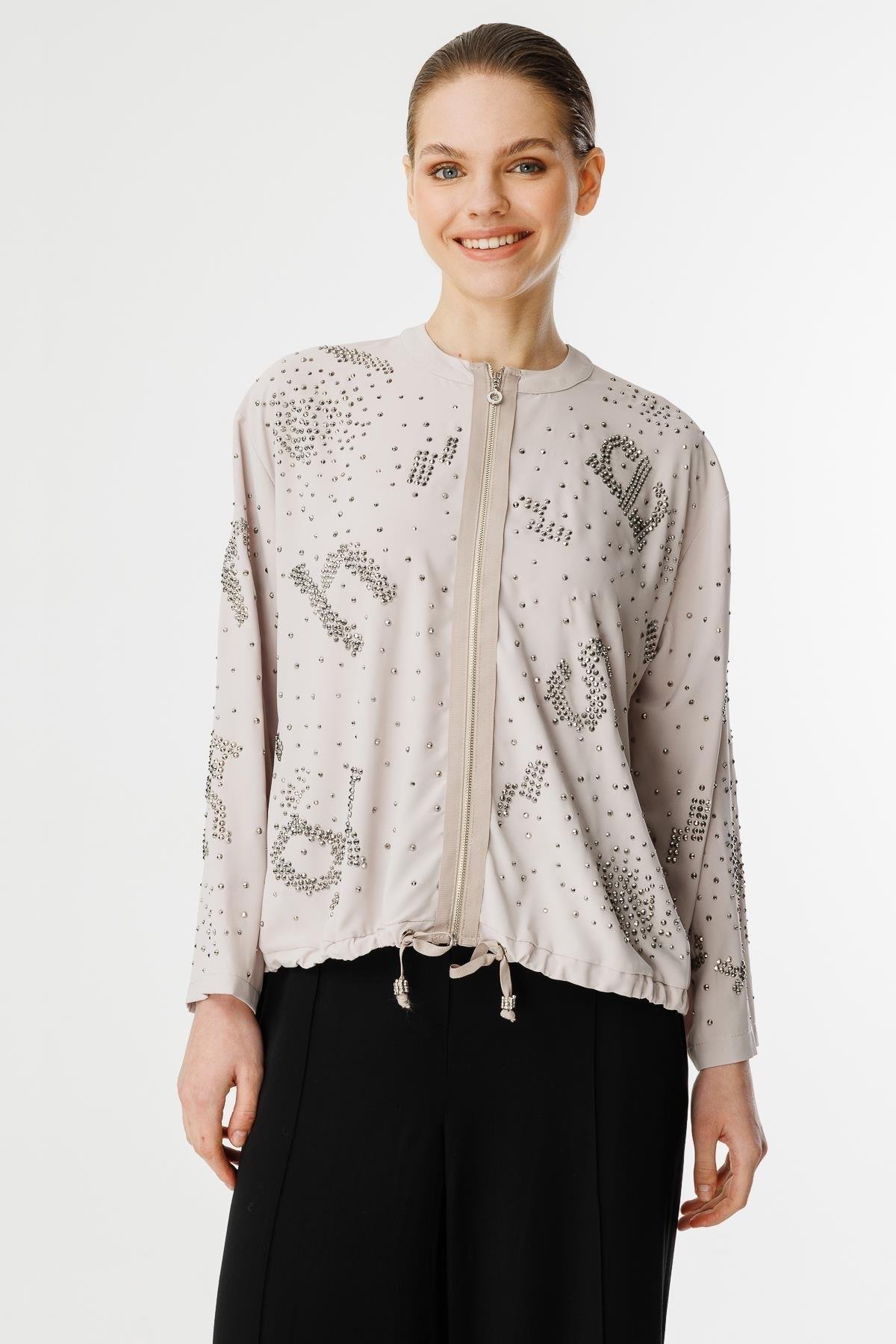 GHİSA Ghisa 4835 Fermuarlı Kısa Ceket - Taş Ghisa 4835 Fermuarlı Kısa Ceket - Bilen Giyim Ceket 