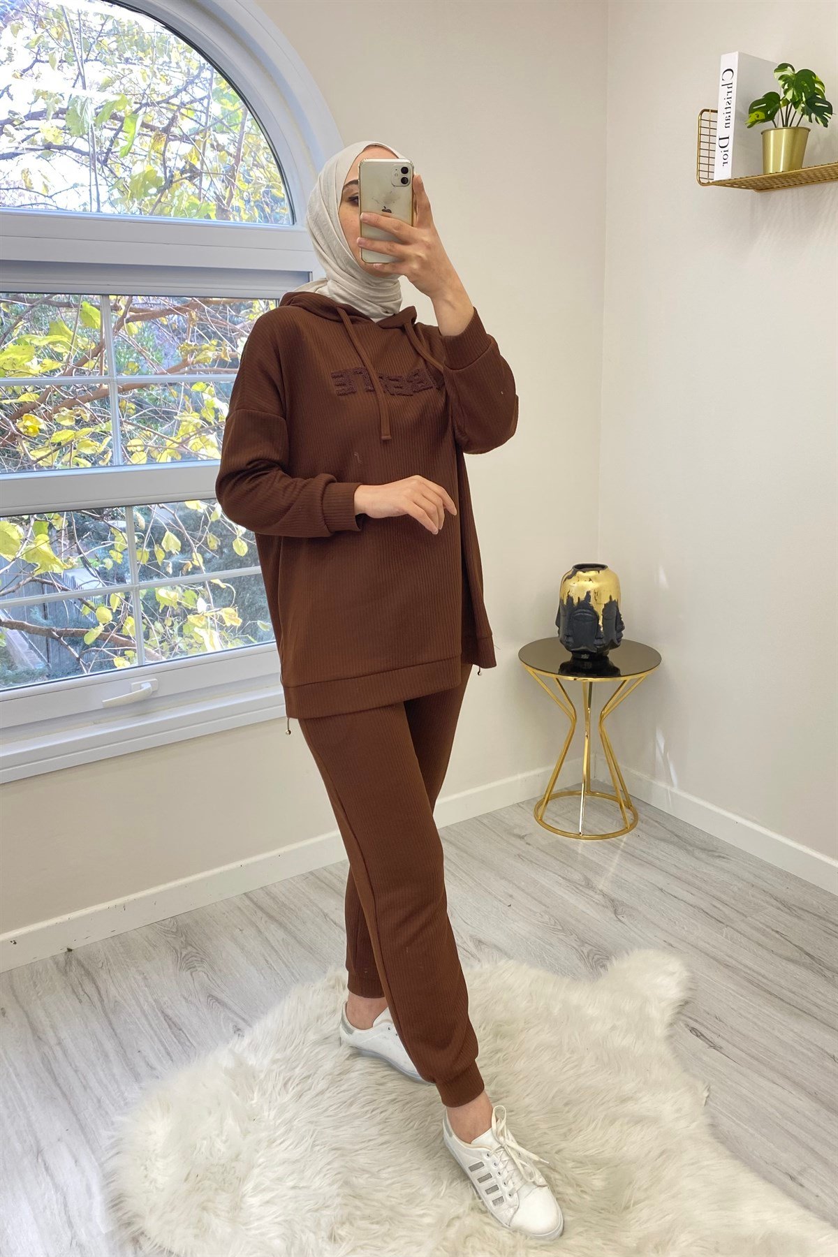 İKOLL İkoll 26382 Fermuarli Nakiş Detayli Takim - Kahve