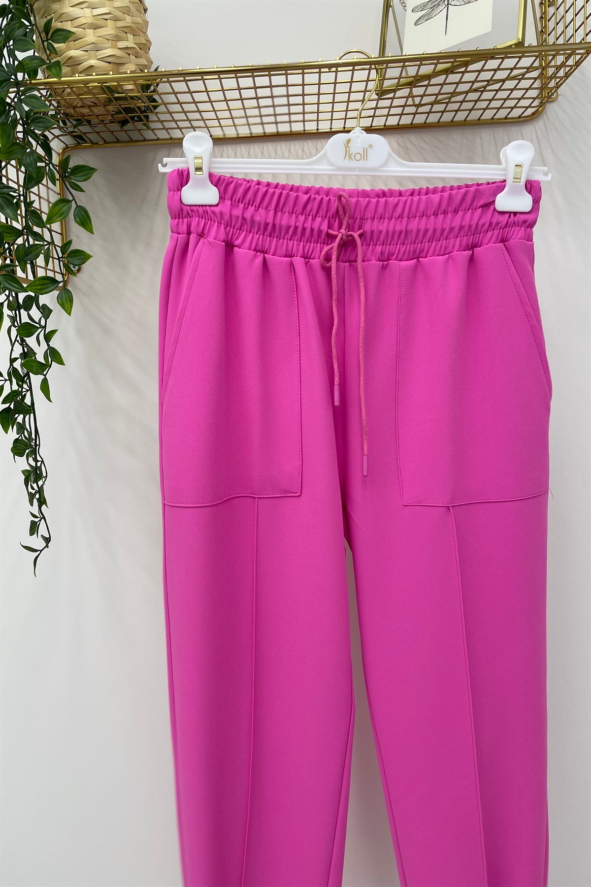 İKOLL İkoll 27448 Torba Cepli Nervürlü Jogger Pantolon - Pembe