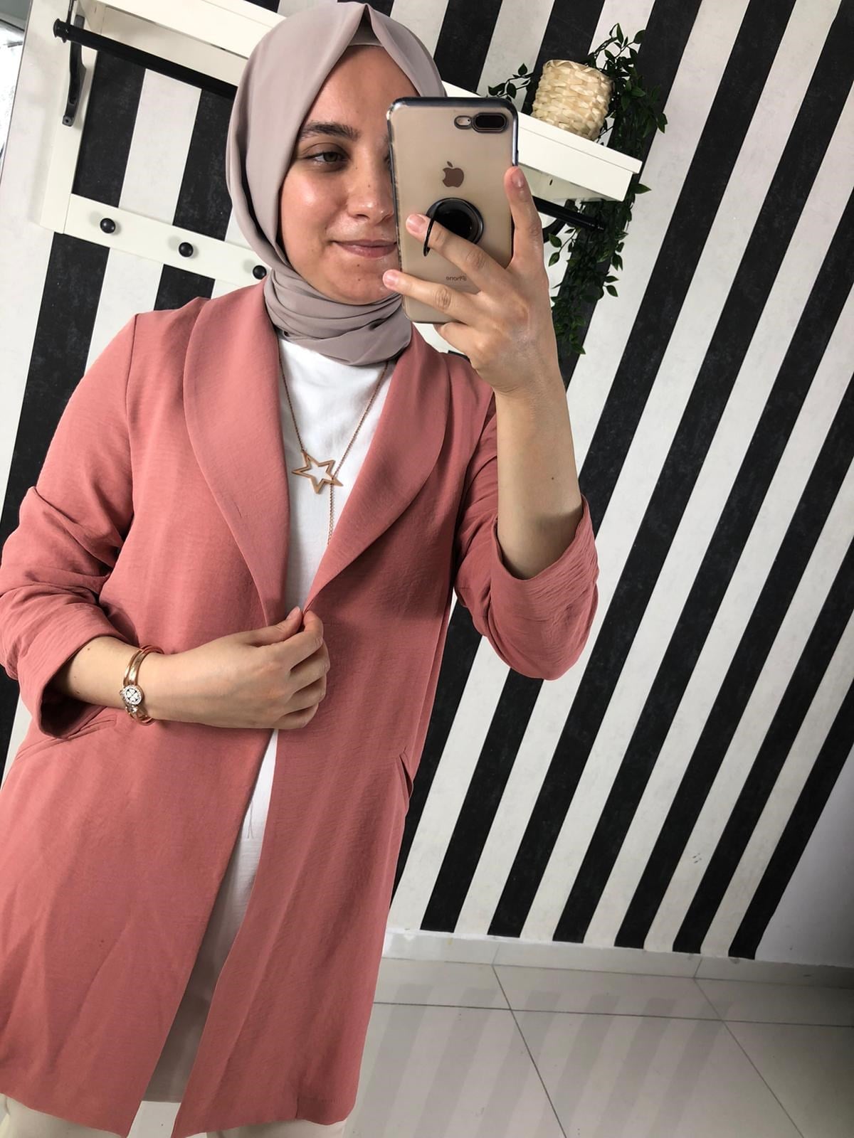 İkoll 21719 Şal Yaka Ceket - Pudra | İKOLL | Bilen Giyim