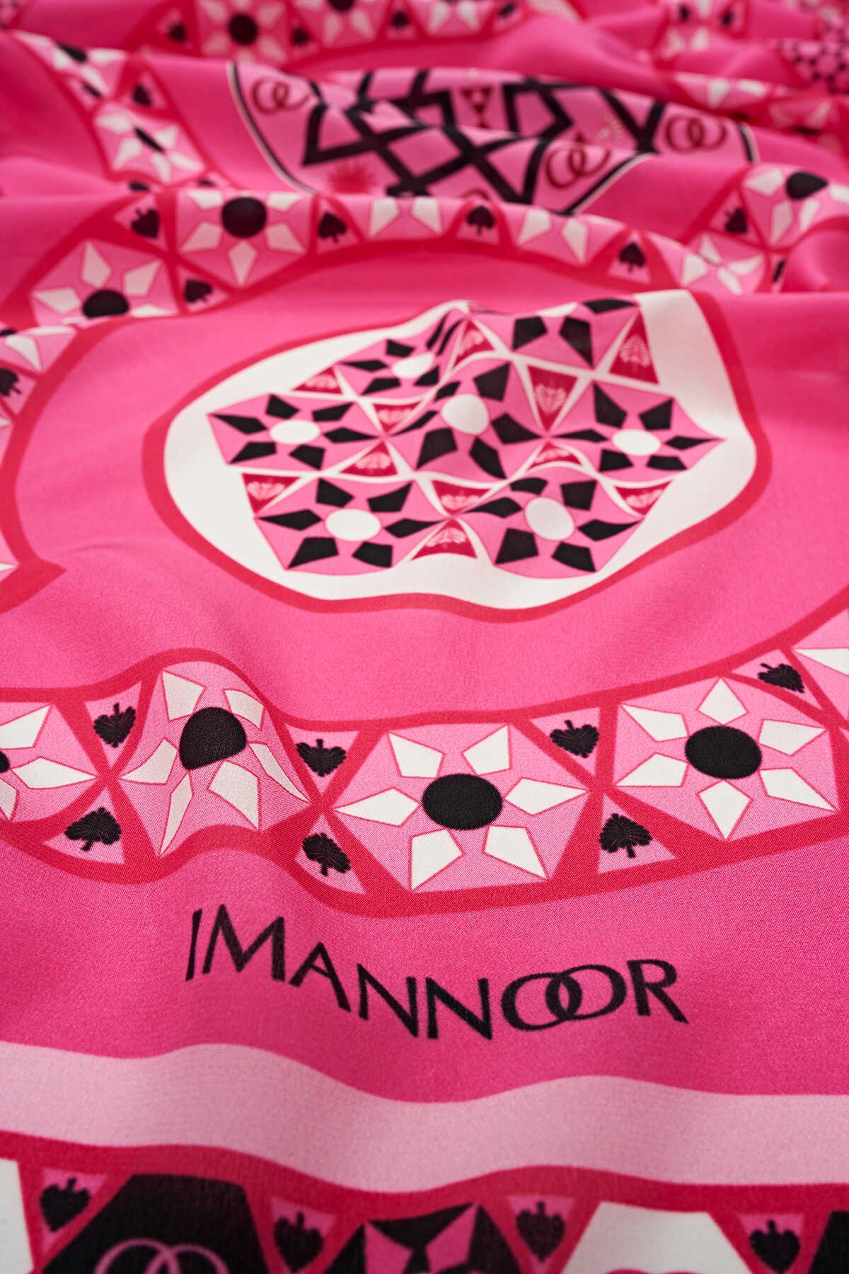 İMANNOOR İmannoor Labirent Krep İpek Şal 231-4010 - Pembe  Şal