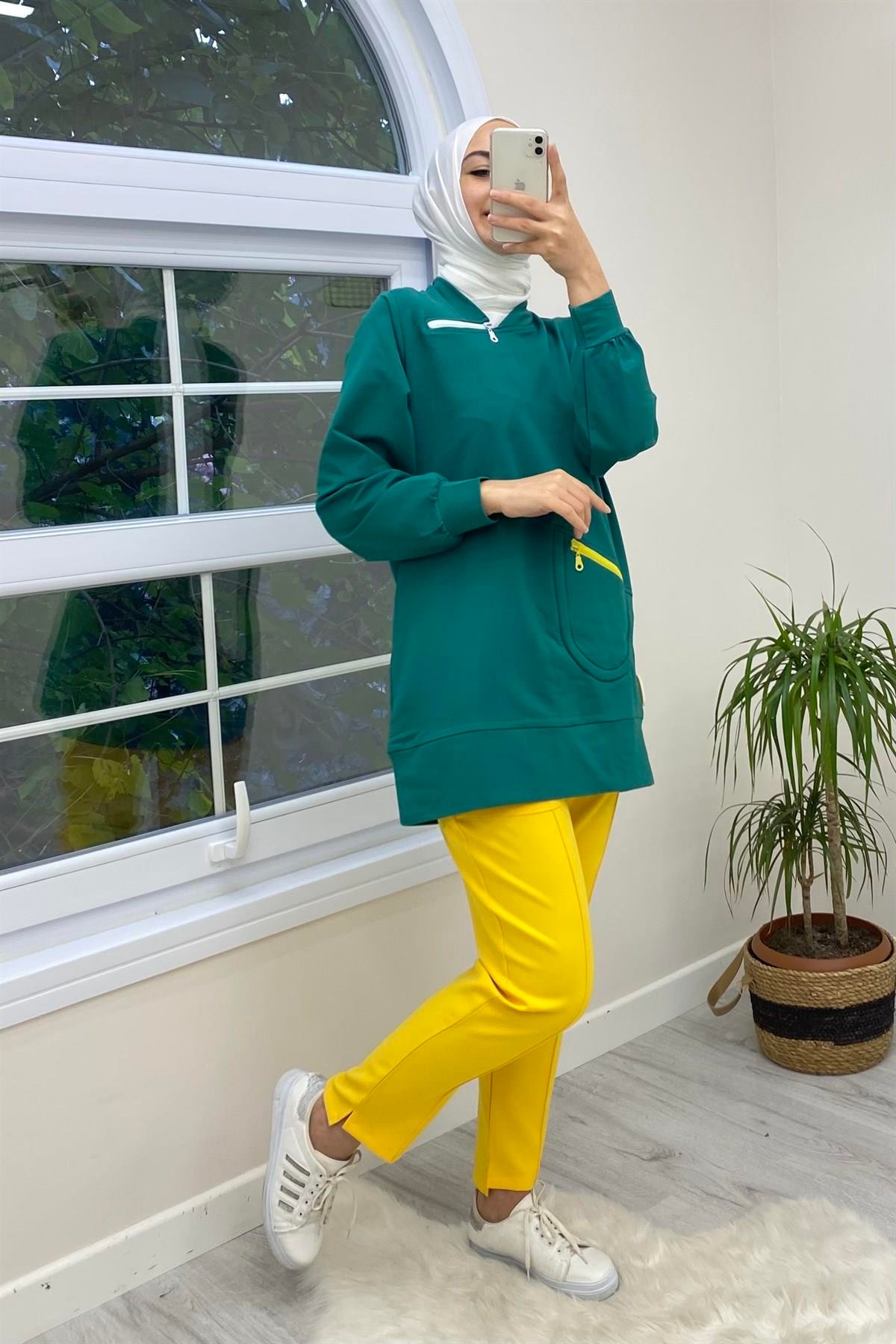 İNVEE İnvee 6315 Paça Ön Kısa Arka Uzun Pantolon - Sarı  Pantolon