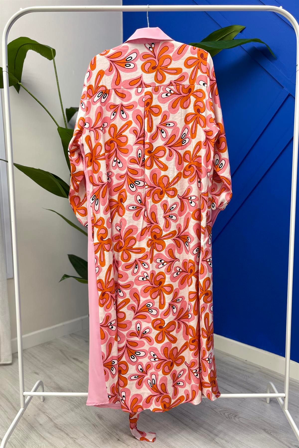 İNVEE İnvee 6636 Desenli Uzun Gömlek Tunik - Somon  Tunik