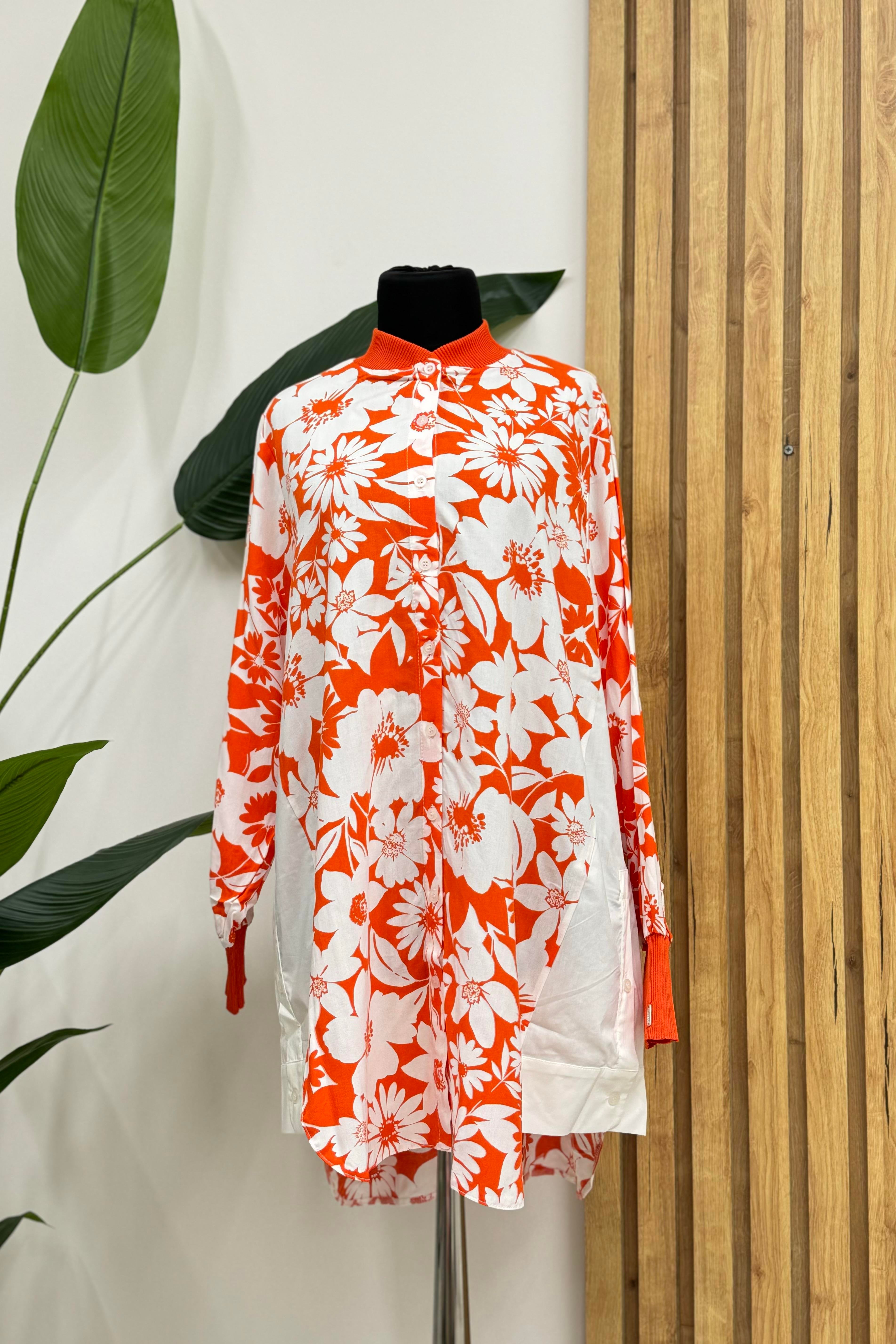 İNVEE İnvee 6674 Ön Düğme Detaylı Tunik - Oranj  Tunik