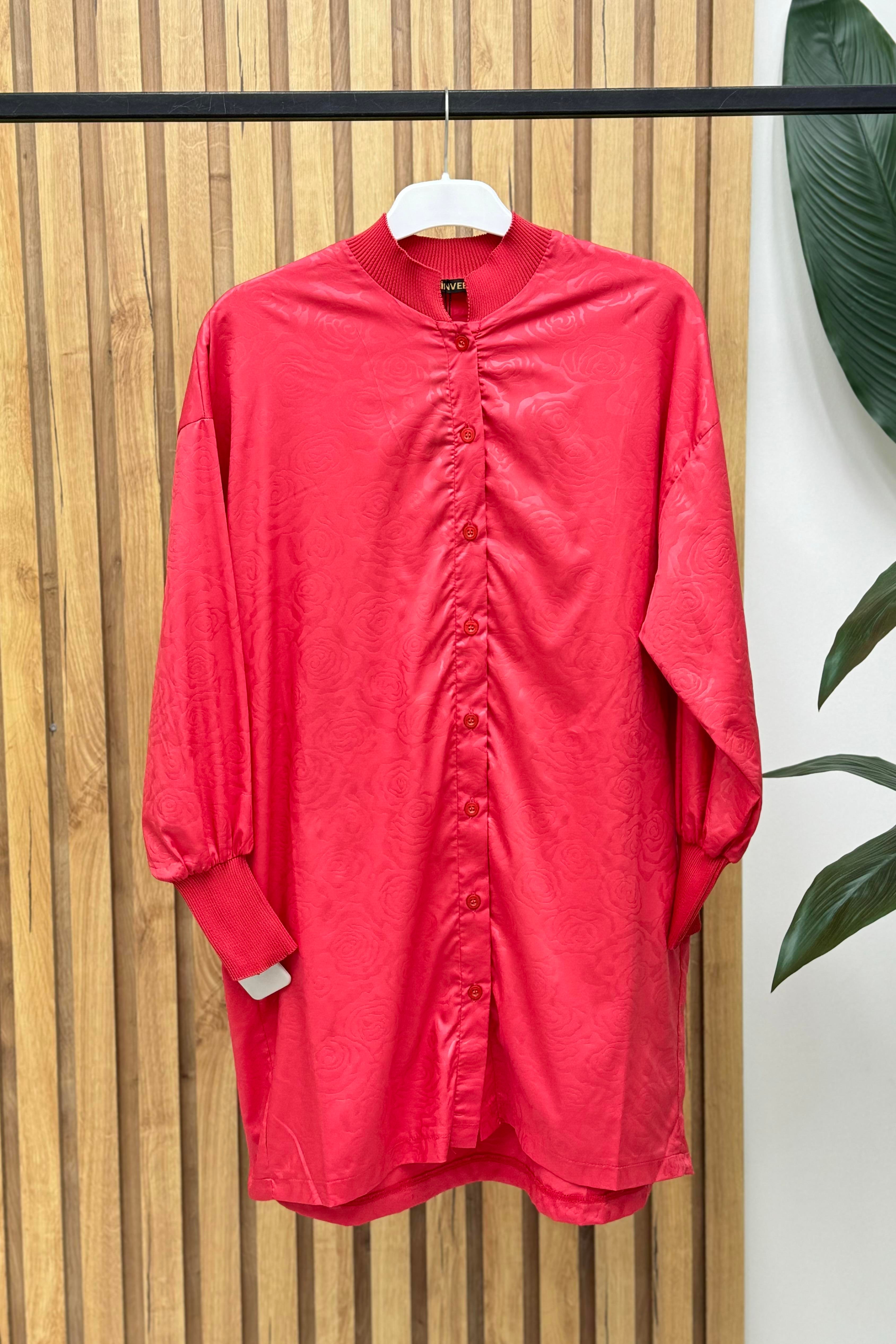 İNVEE İnvee 6736 Baskı Detaylı Tunik - Fuşya  Tunik