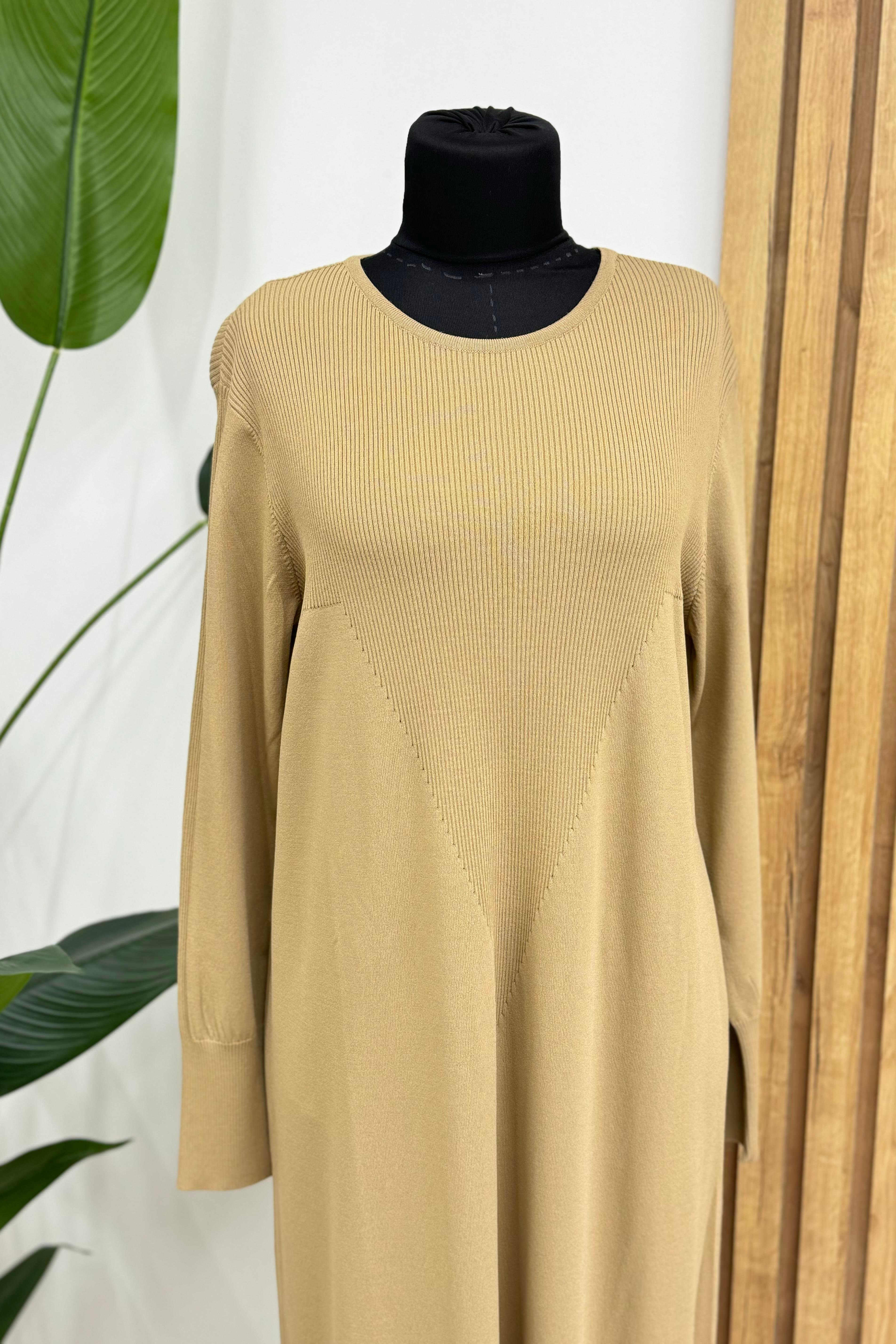 İNVEE İnvee 6931 Eteği Kat Kat Triko Elbise - Camel İnvee 6931 Eteği Kat Kat Triko Elbise - Camel Elbise Bilen Giyim Elbise
