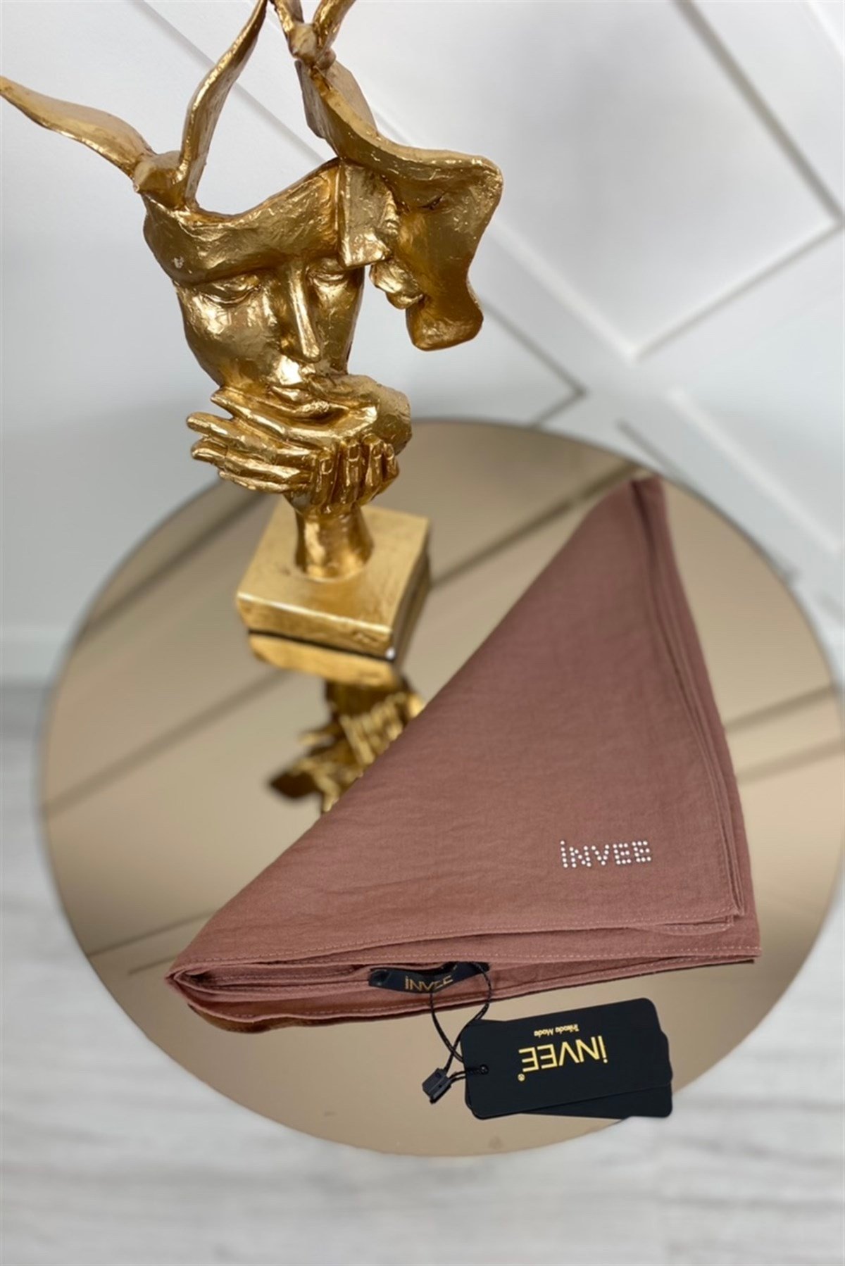 İNVEE İnvee 1346 Caz Kare Şal - Kakao