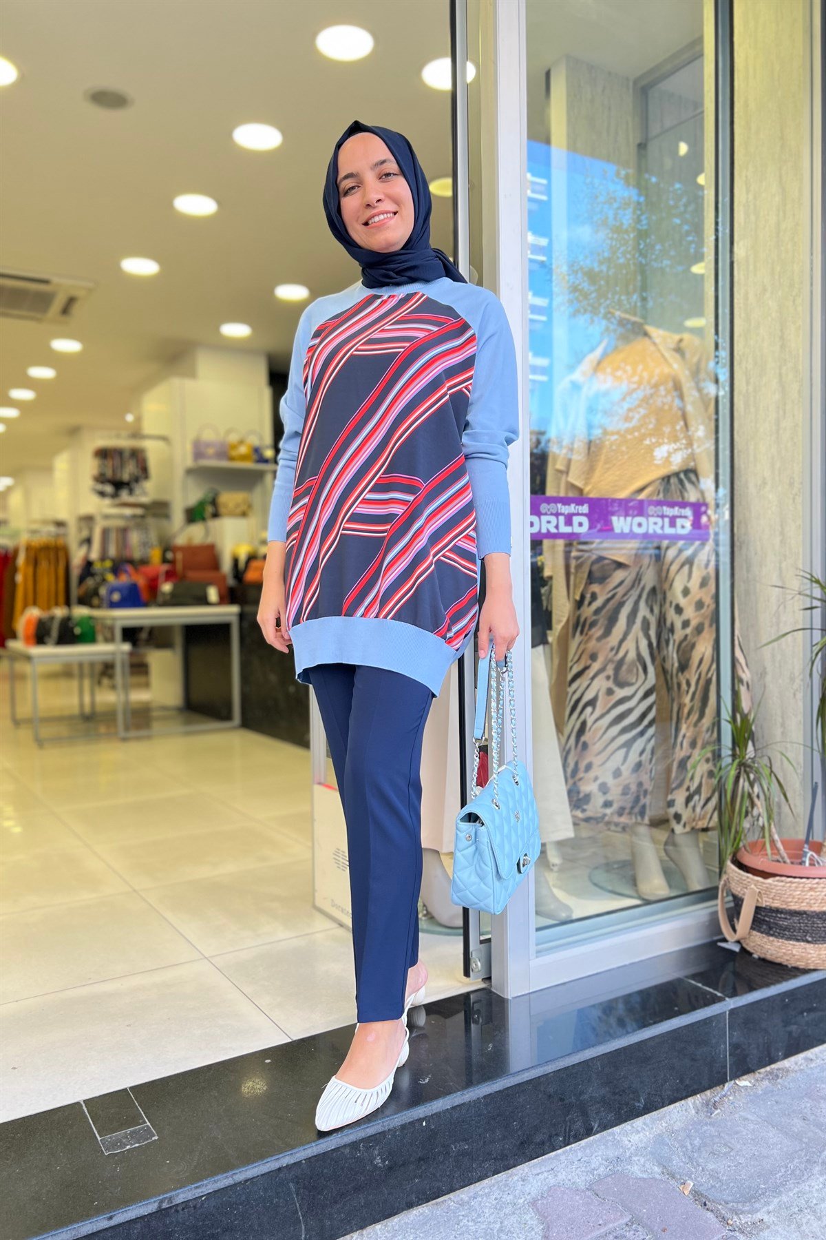 İNVEE İnvee 6723 Triko Kumaşlı Tunik - Mavi  Tunik