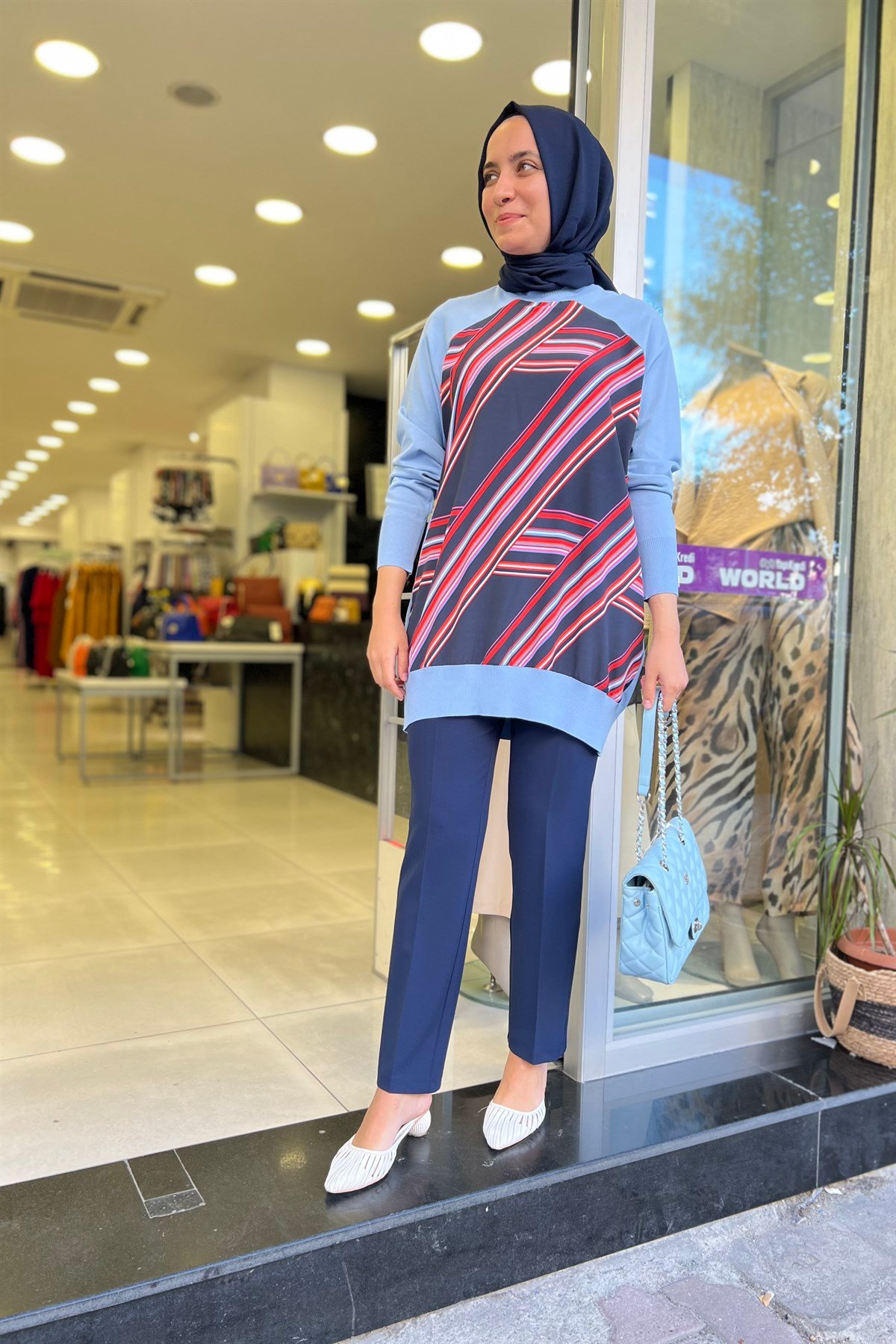 İNVEE İnvee 6723 Triko Kumaşlı Tunik - Mavi  Tunik
