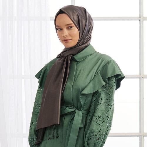 İPEKEVİ İpekevi 00927 Çift Taraflı İpek Şal - Füme  Şal 