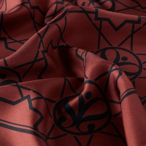 İPEKEVİ İpekevi 01118 Seljuk Monogram Tivil İpek Eşarp - Bordo Siyah  Eşarp 