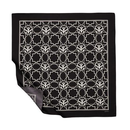 İPEKEVİ İpekevi 01118 Seljuk Monogram Tivil İpek Eşarp - Siyah - Beyaz  Eşarp 