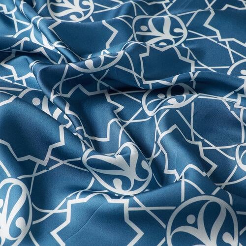 İPEKEVİ İpekevi 01118 Seljuk Monogram Tivil İpek Eşarp - Kot Mavi  Eşarp 