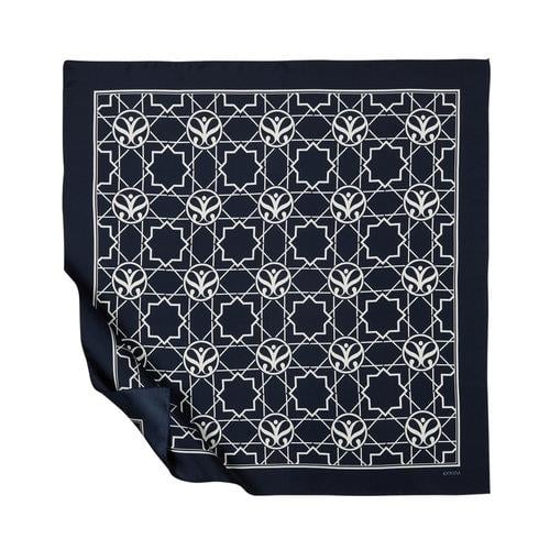 İPEKEVİ İpekevi 01118 Seljuk Monogram Tivil İpek Eşarp - Lacivert  Eşarp 