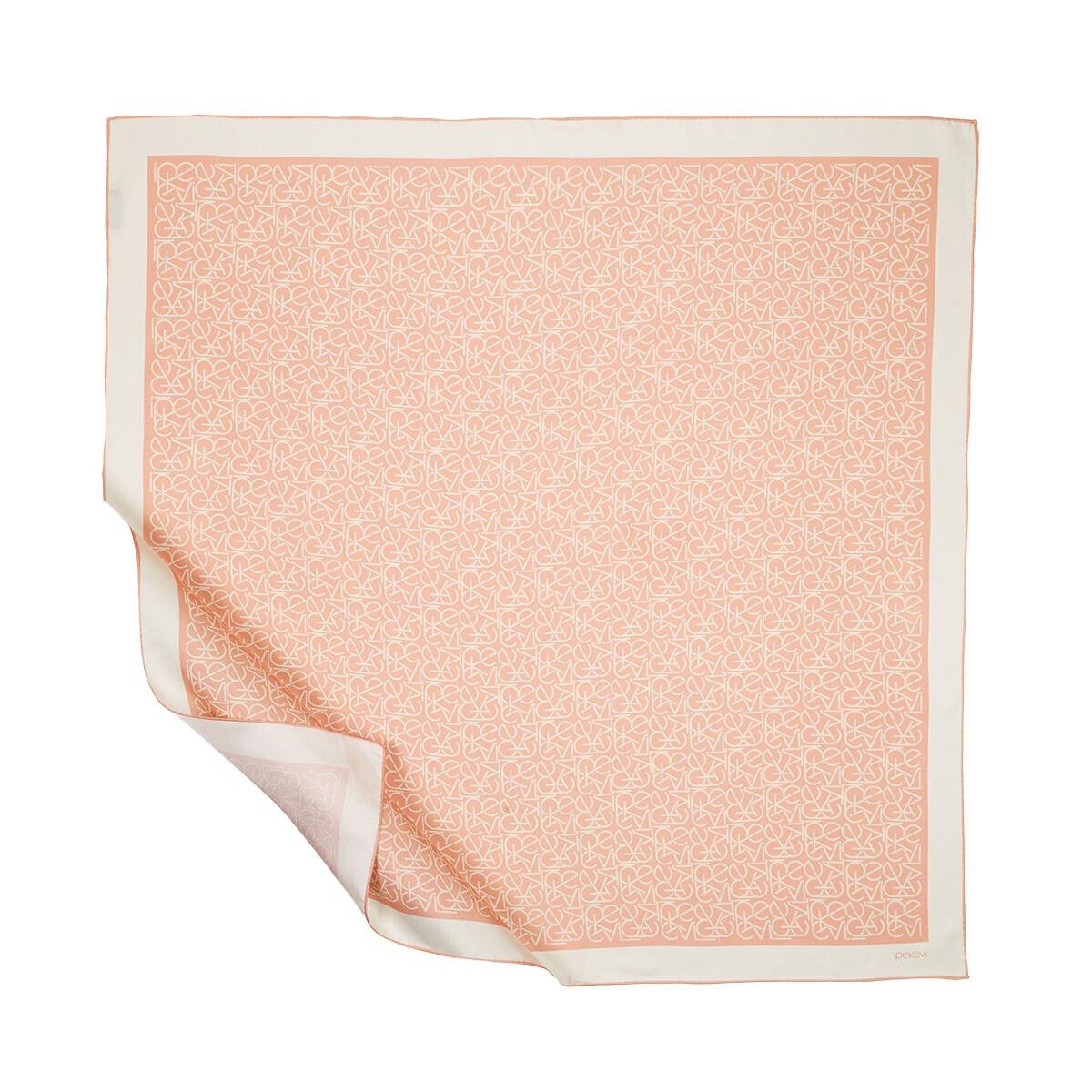İPEKEVİ İpekevi 01119 Typo Monogram Tivil İpek Eşarp - Somon  Eşarp 