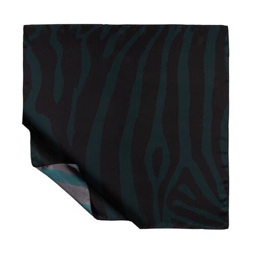 İPEKEVİ İpekevi 01168 Makro Zebra Desenli Tivil İpek Eşarp - Çam Yeşili  Eşarp 