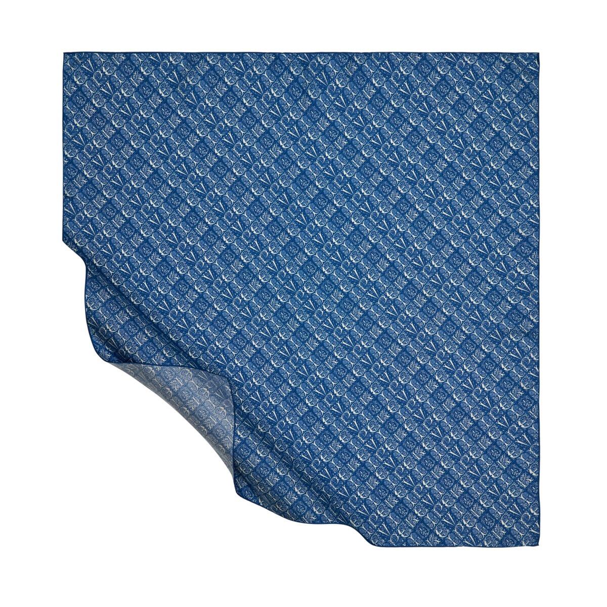 İPEKEVİ İpekevi 01245 Etnik Monogram Tivil İpek Eşarp - Saks Mavisi  Eşarp 