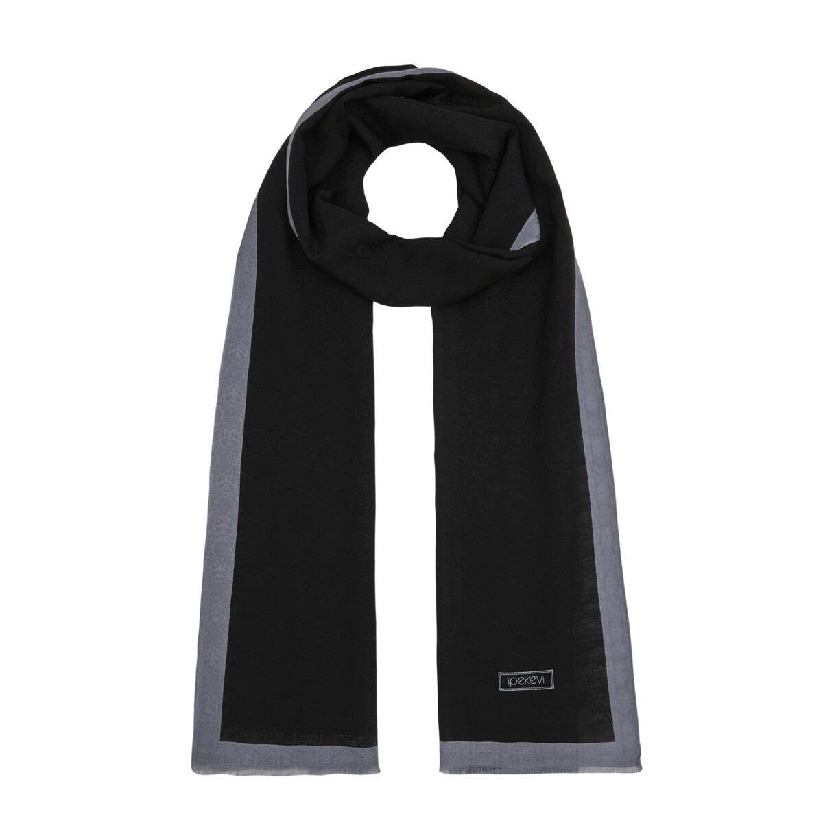 İPEKEVİ İpekevi 04356 Dört Mevsim Monogram Şal - Siyah - Gri  Şal 