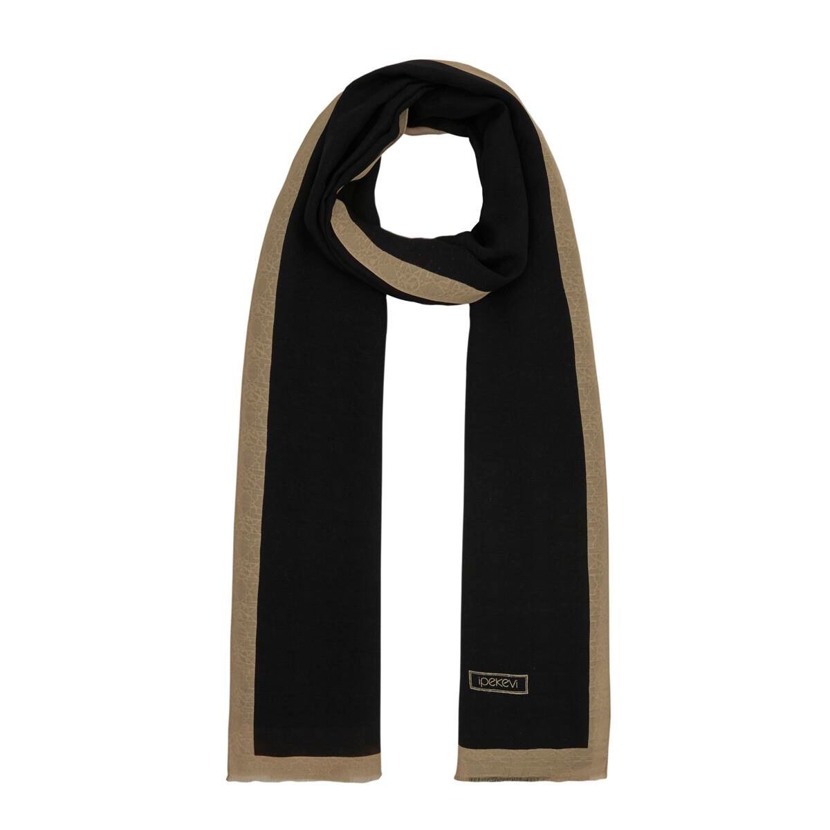 İPEKEVİ İpekevi 04356 Dört Mevsim Monogram Şal - Siyah - Bej  Şal 