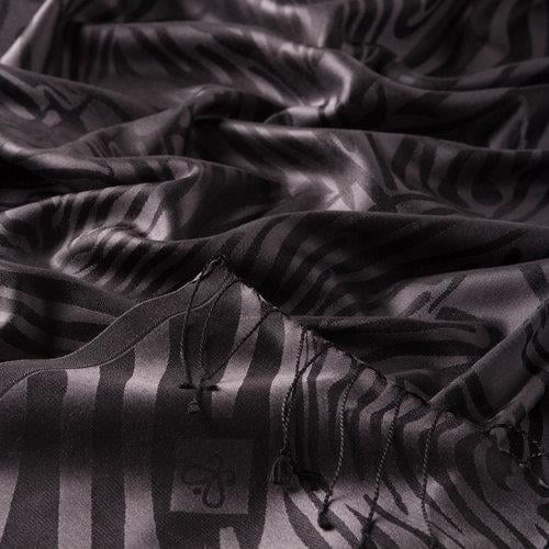 İPEKEVİ İpekevi 05139  Zebra Jakar Desenli İpek Şal - Füme  Şal 