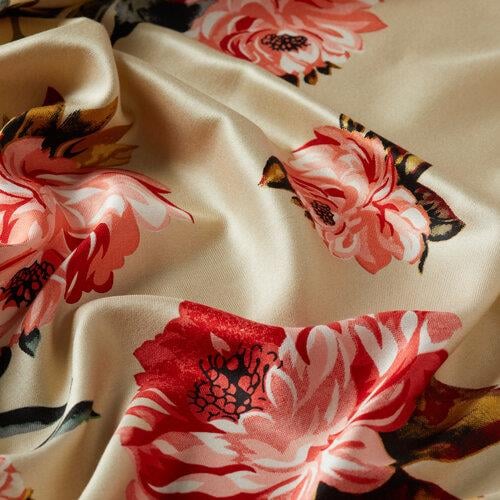 İPEKEVİ İpekevi 07801 Camellia Desenli İpek Şal - Vizon  Şal 