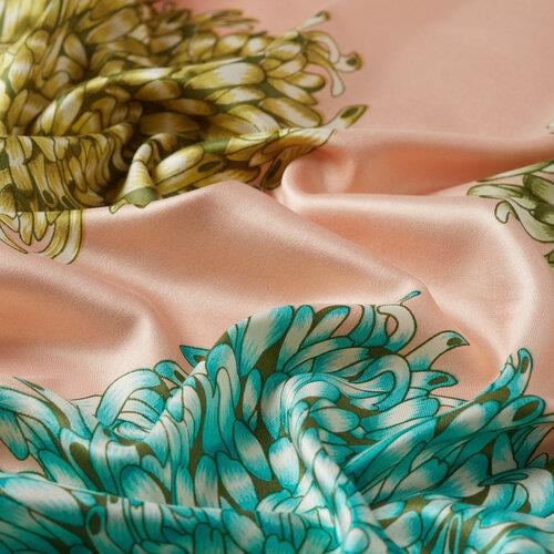 İPEKEVİ İpekevi 08028 Yıldız Çiçeği Desenli İpek Şal - Pembe  Şal 