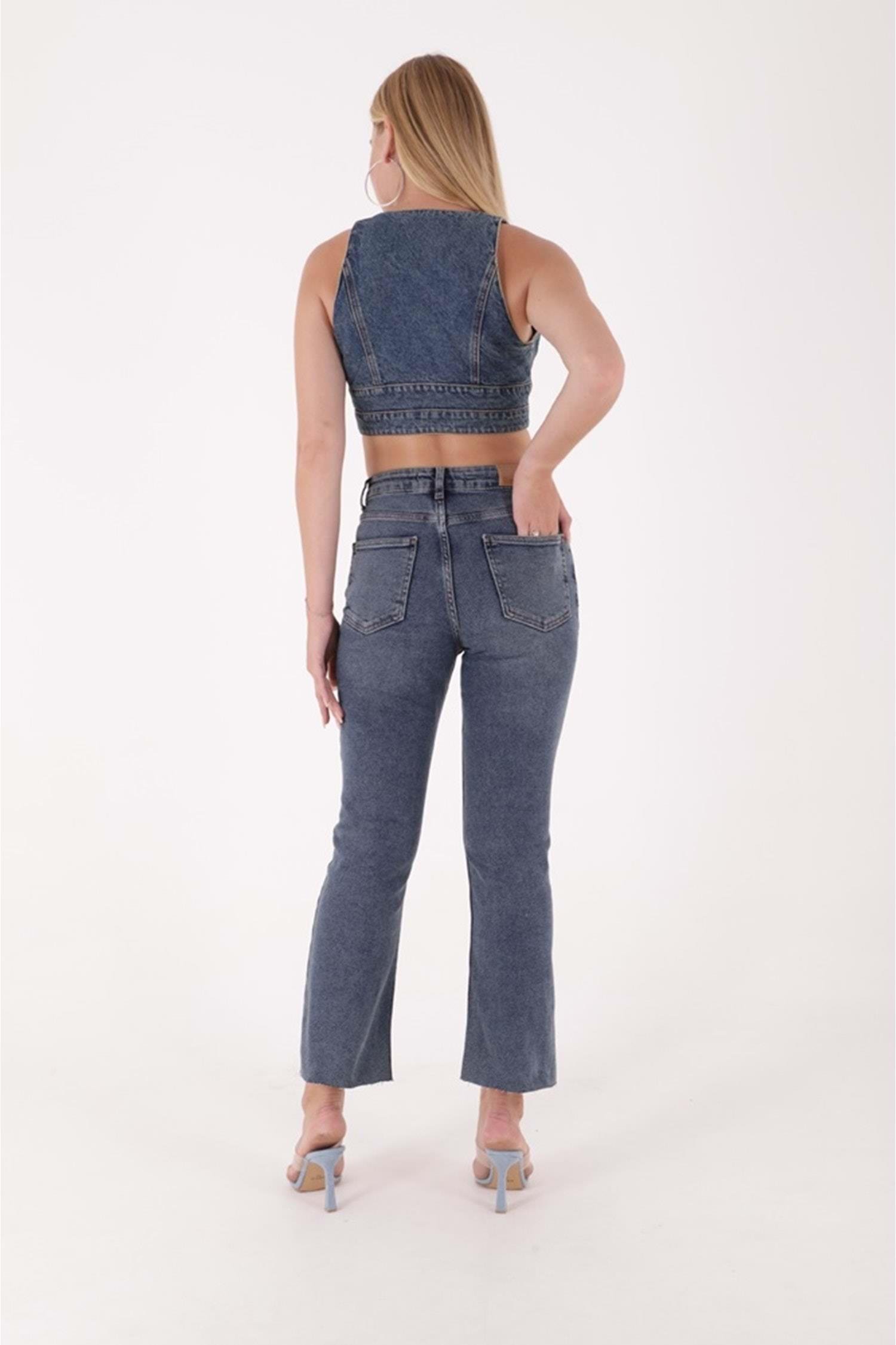 XLove Jeans İspanyol Dikişsiz Paça Yüksek Bel Mom Pantolon 1706 - OMD  Pantolon 