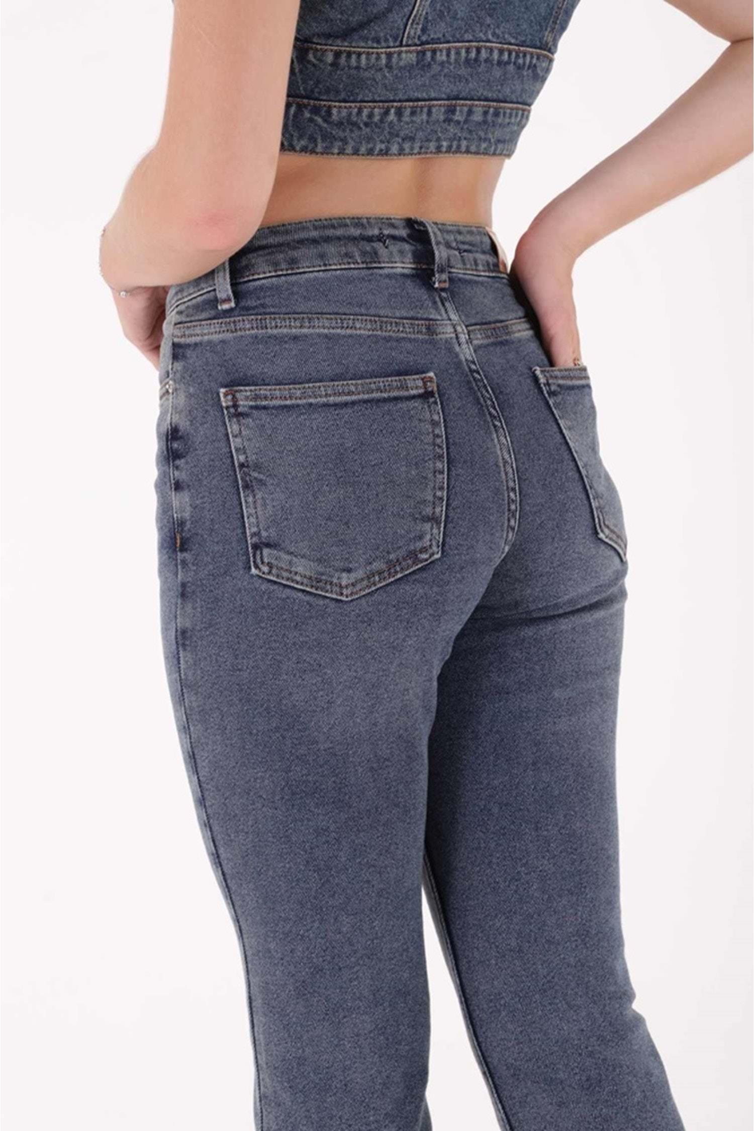 XLove Jeans İspanyol Dikişsiz Paça Yüksek Bel Mom Pantolon 1706 - OMD  Pantolon 