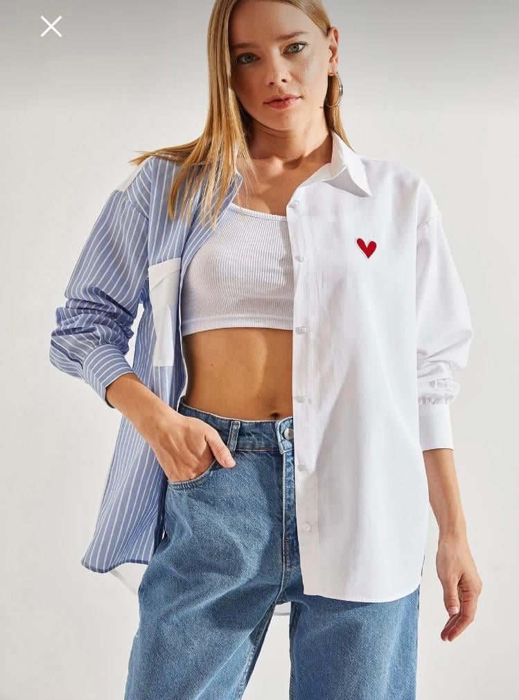 Moda Ado Kalpli Gömlek 111 - Beyaz  Bluz & Gömlek