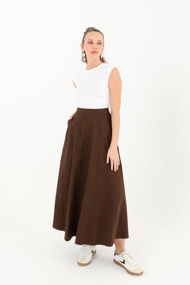 PUANE Kanvas Etek 18181 - Browni Kanvas Etek 18181 - Browni - Bilen Giyim Etek 