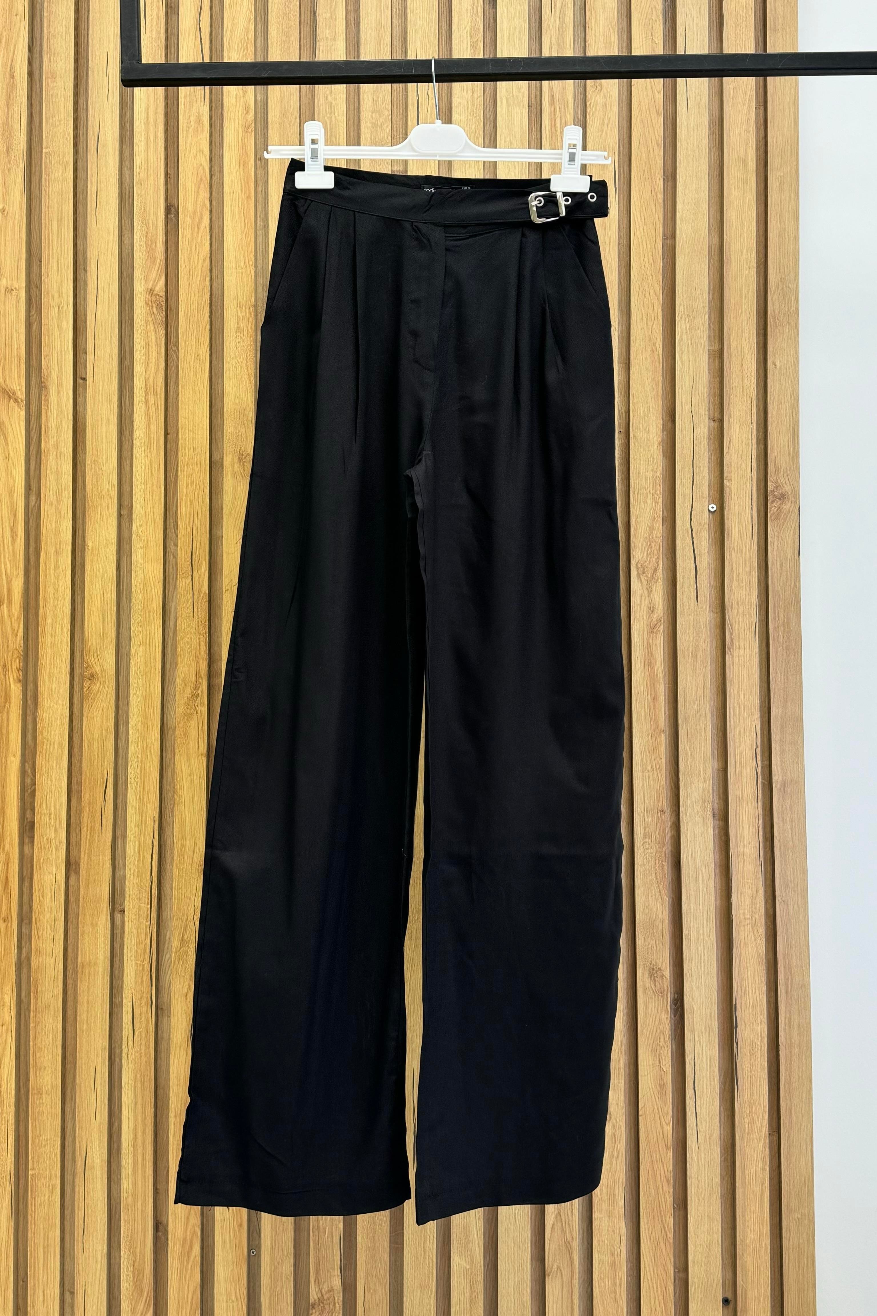 Radica Fashion Kemertokalı Keten Pantolon 5631 - Siyah  Pantolon