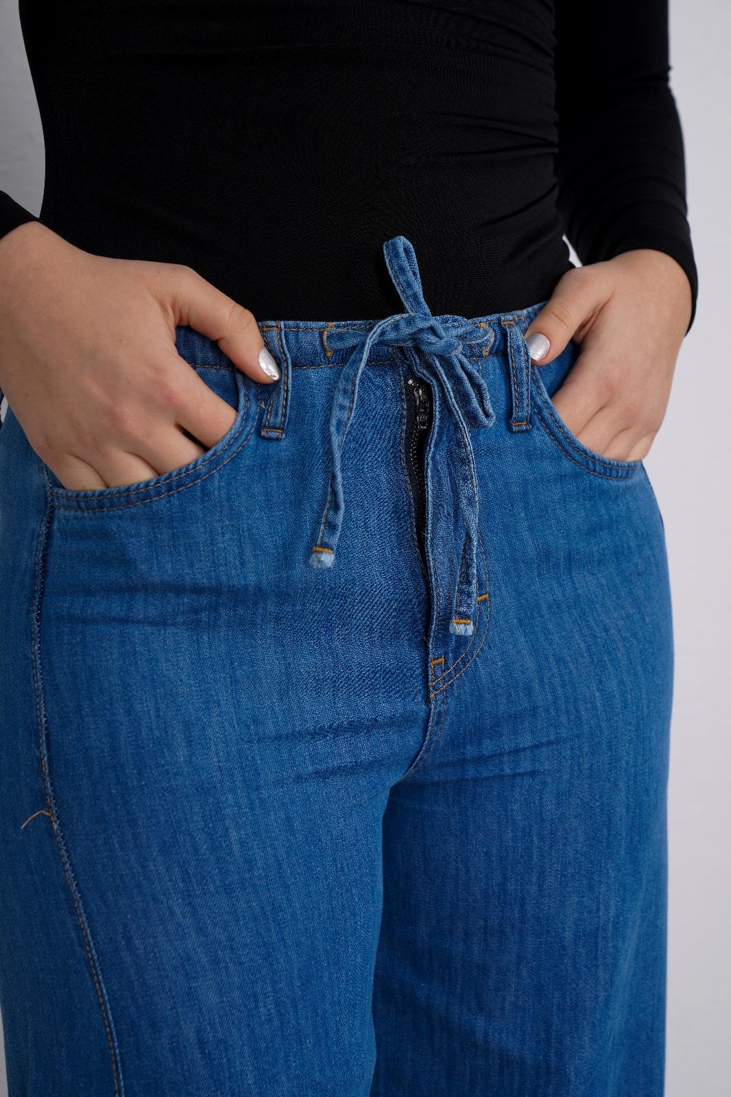MİZZA Klasik 5 Cep Detay Beli Lastikli Kot Pantolon - Açık Mavi Klasik 5 Cep Detay Beli Lastikli Kot Pantolon - Bilen Giyim Pantolon 