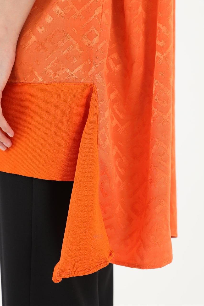 PUANE Kol Triko Detay Jakarlı Tunik 10580 - Oranj  Tunik 
