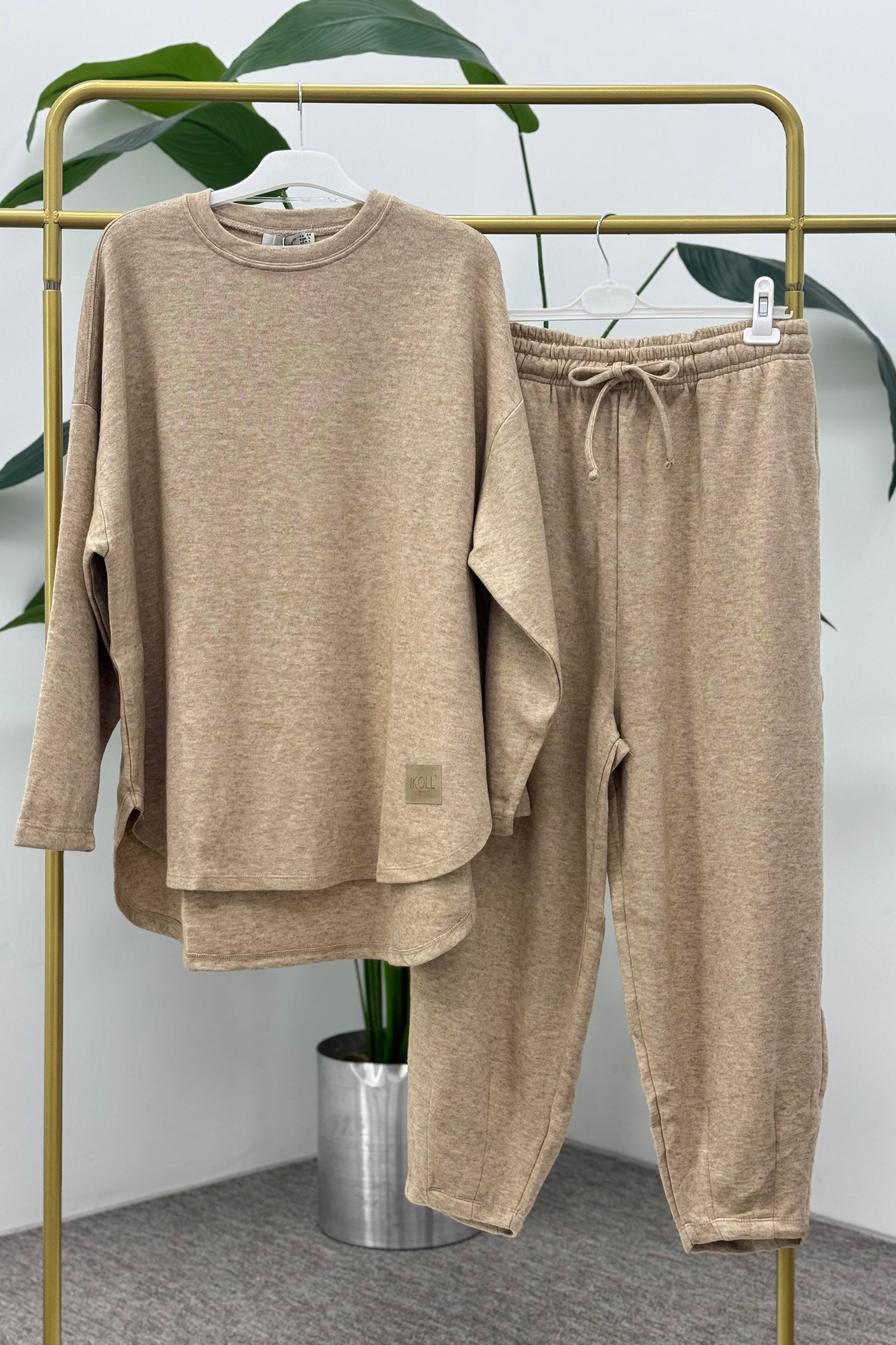 İKOLL Konik Pantolonlu Basıc Takım 33346 - Camel  Takım 