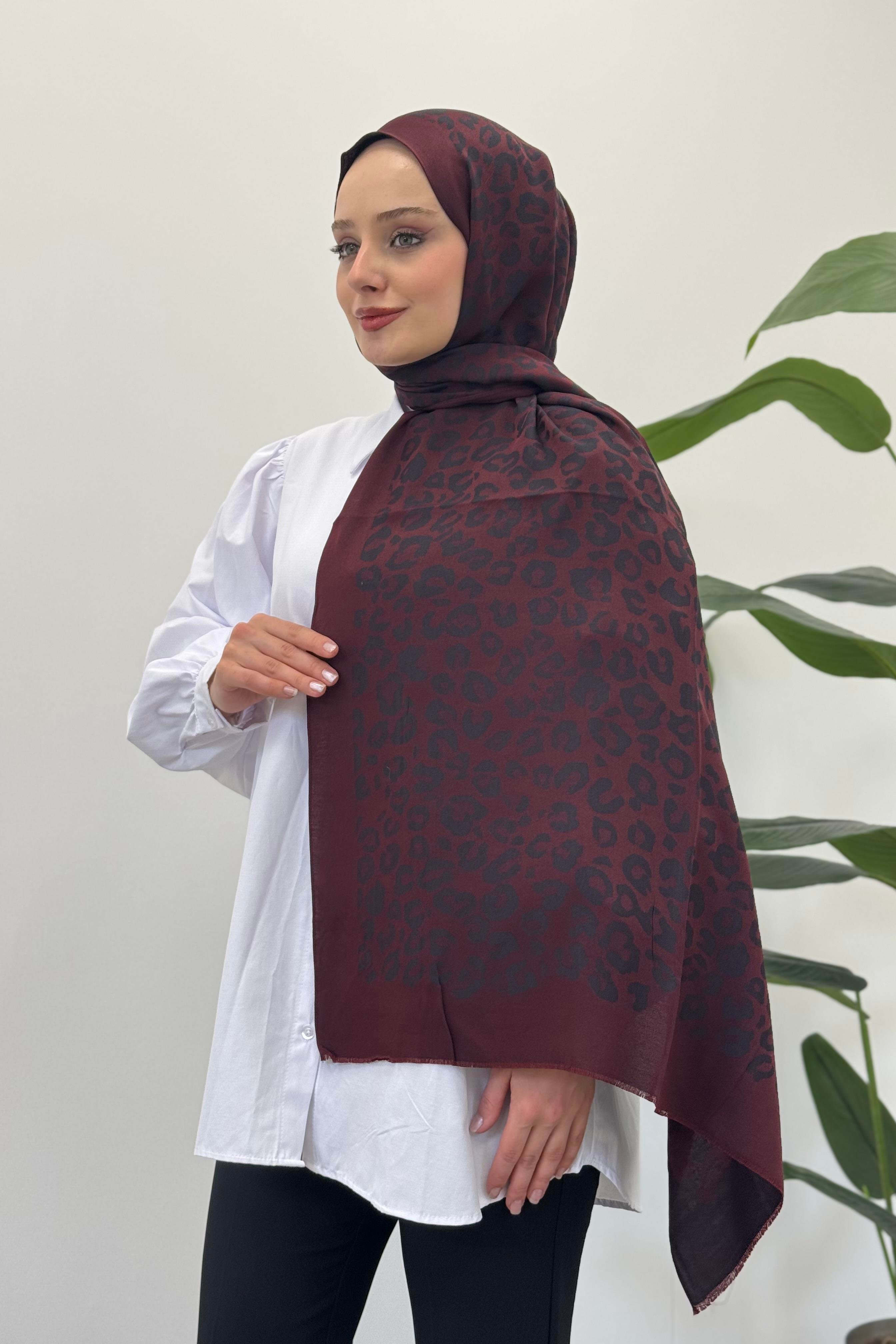 LEVİDOR Levidor 11181 Cashmere Şal - Bordo Siyah  Şal 