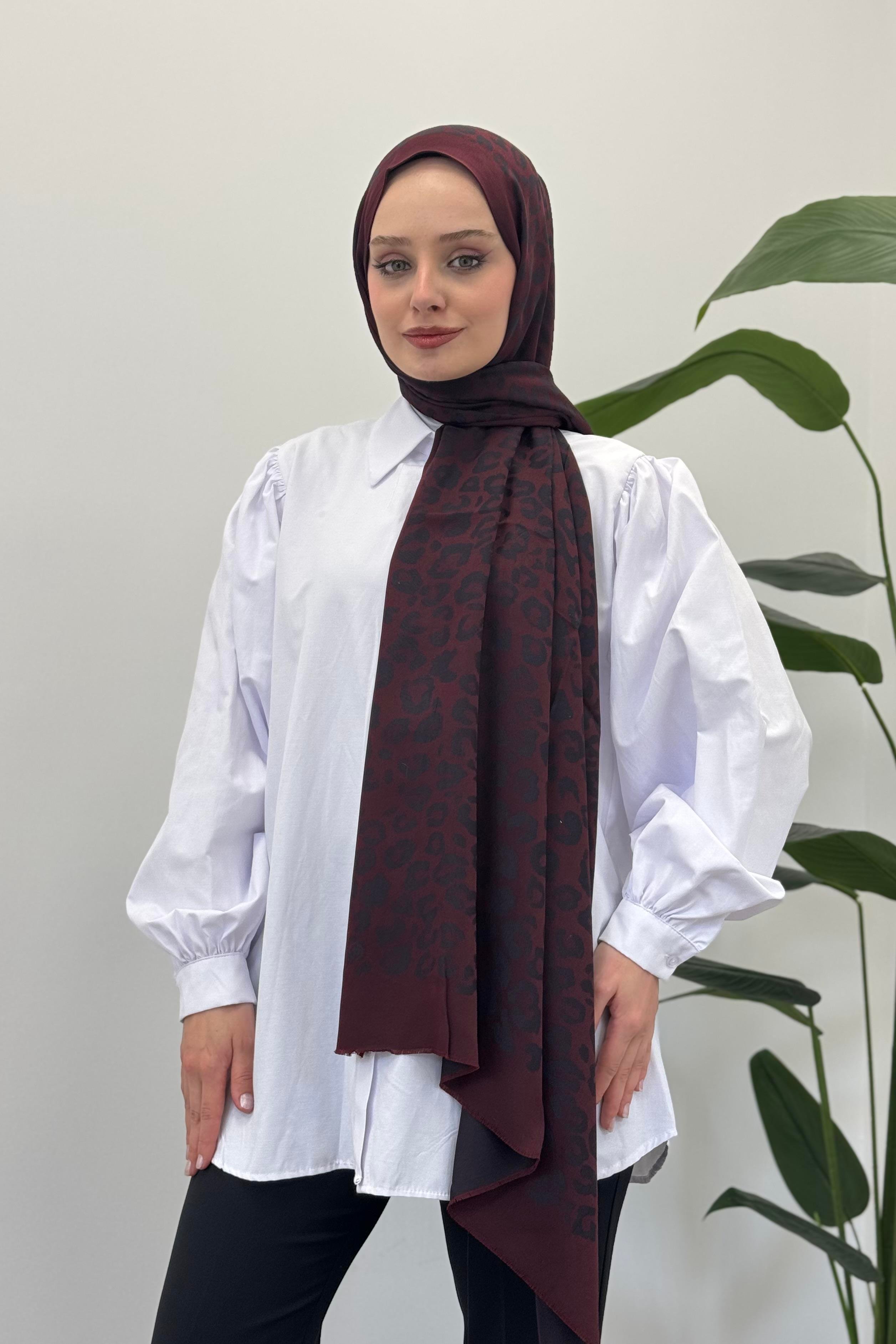 LEVİDOR Levidor 11181 Cashmere Şal - Bordo Siyah  Şal 