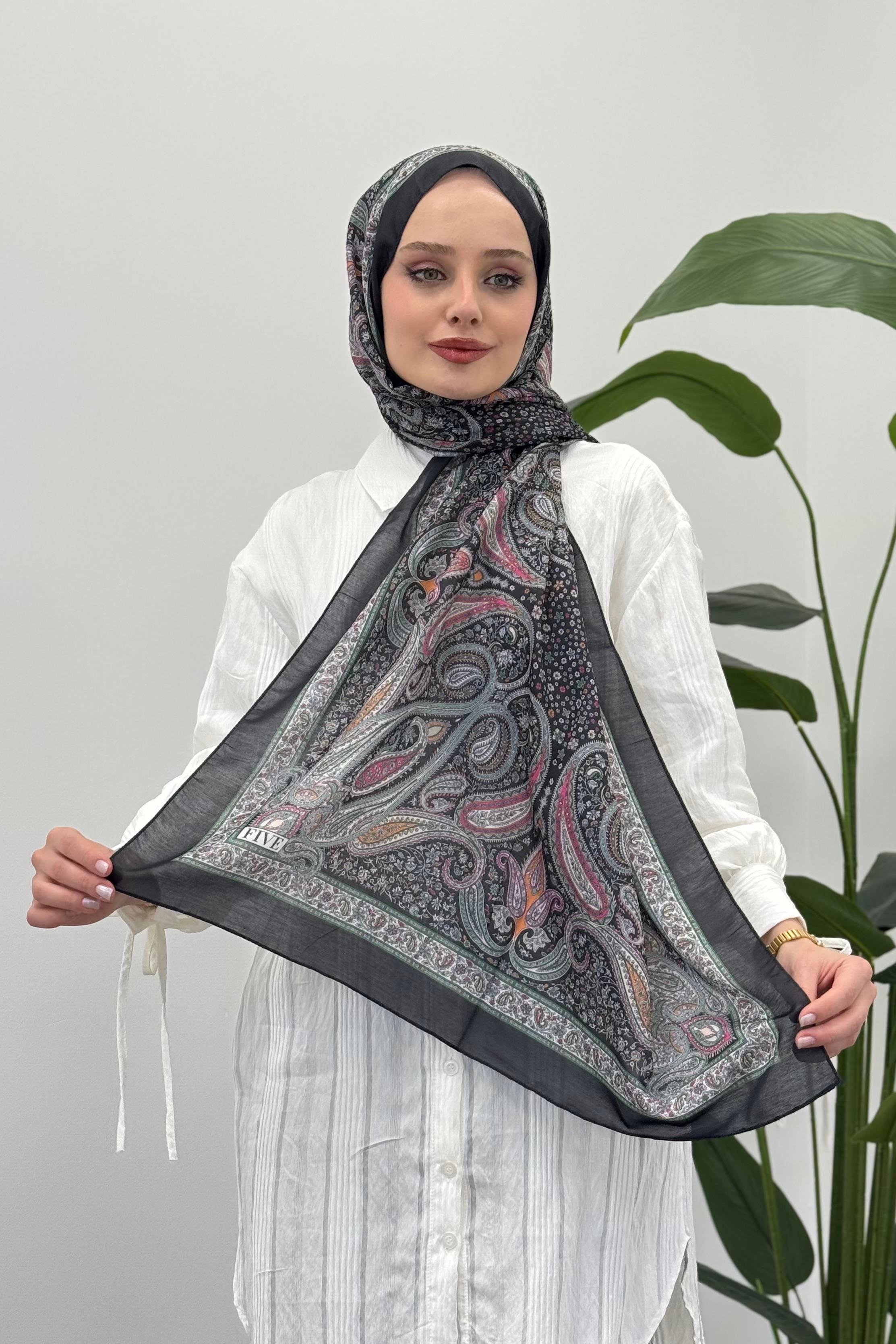 LEVİDOR Levidor 11229 Mini Çiçek Detaylı Şal - Siyah - Yeşil Levidor 11229 Mini Çiçek Detaylı Şal - Bilen Giyim Şal 