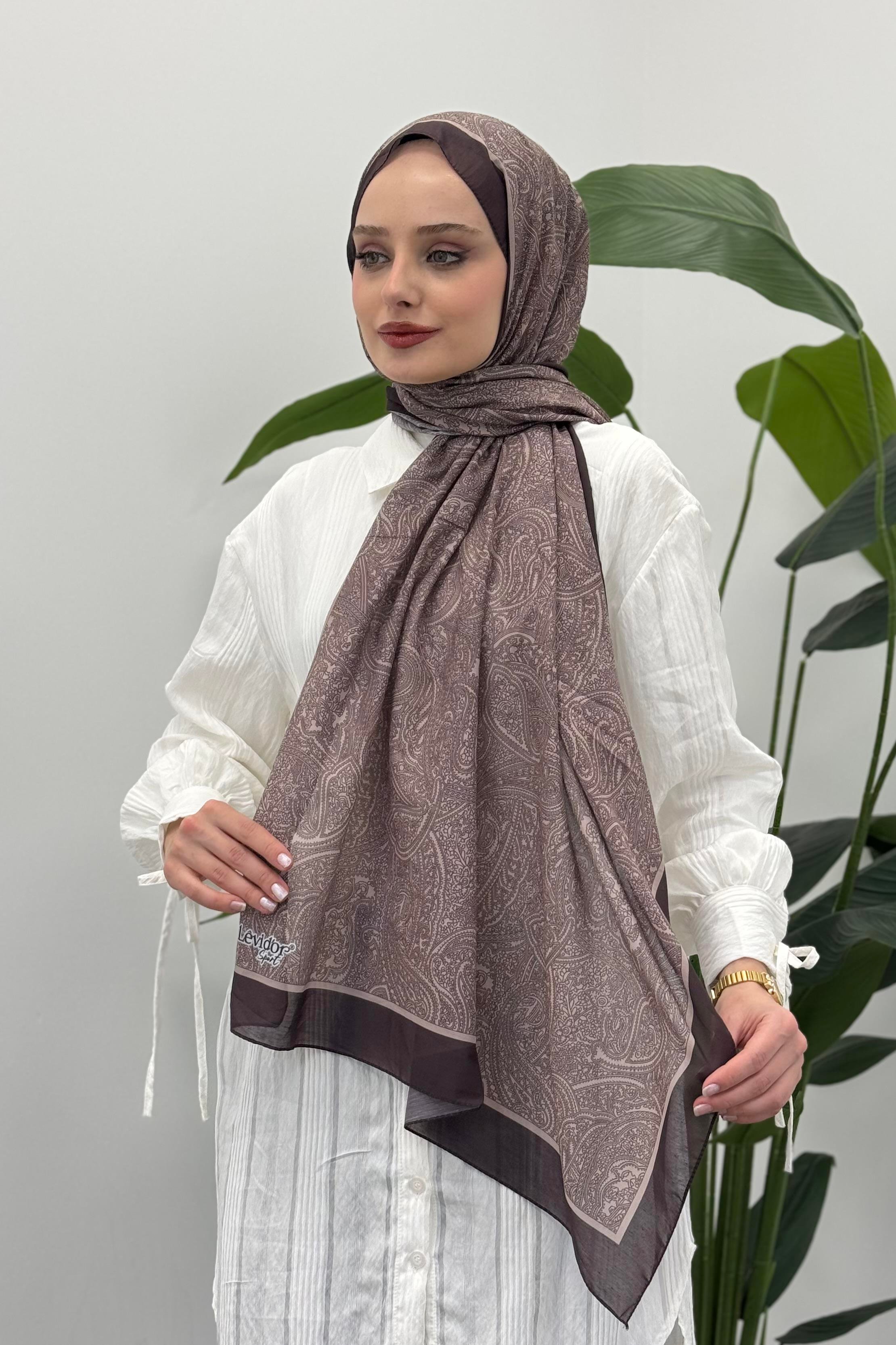 LEVİDOR Levidor 11290 Paisley Desen Şal - Kahve Levidor 11290 Paisley Desen Şal - Bilen Giyim Şal 