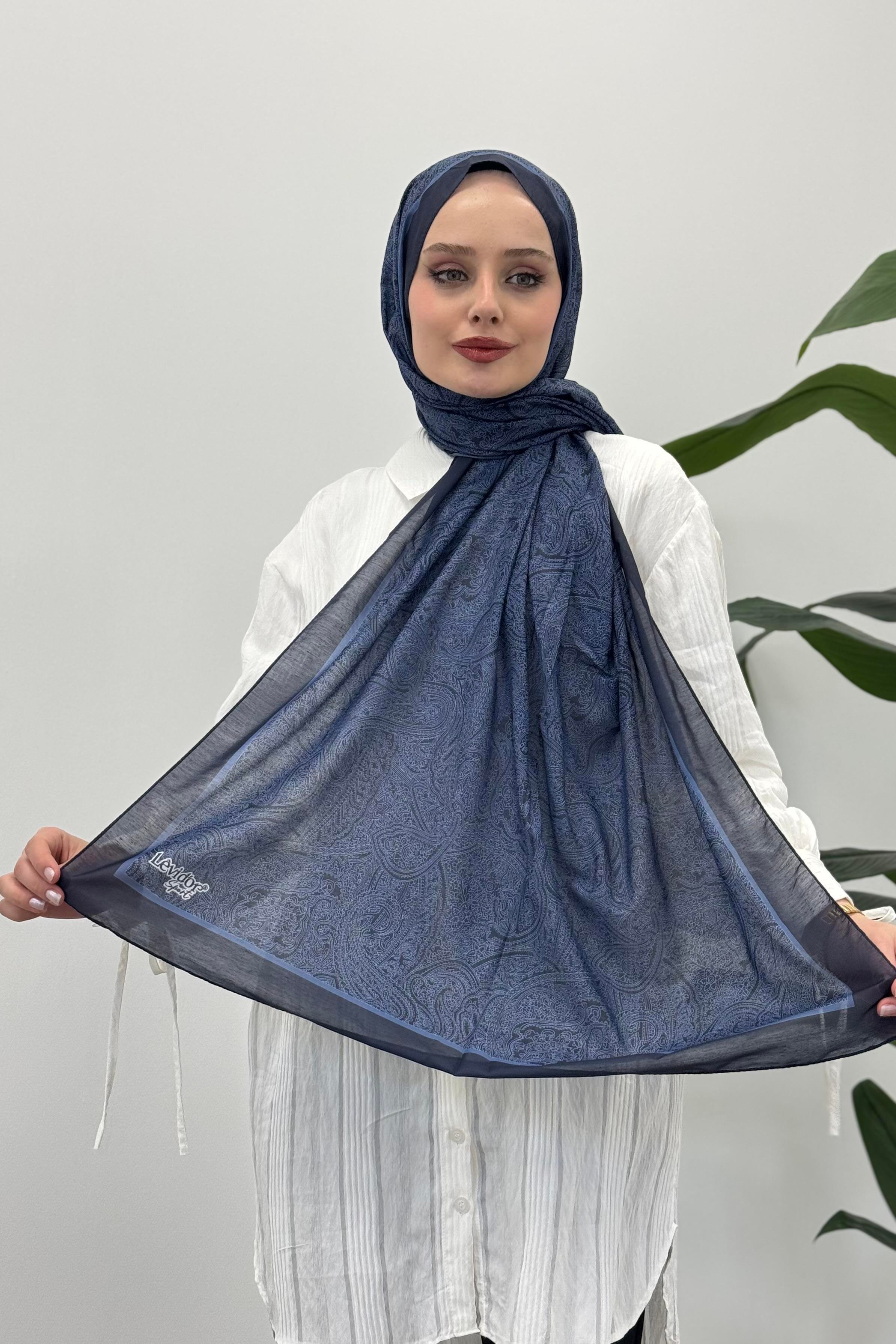LEVİDOR Levidor 11290 Paisley Desen Şal - Lacivert Levidor 11290 Paisley Desen Şal - Bilen Giyim Şal 
