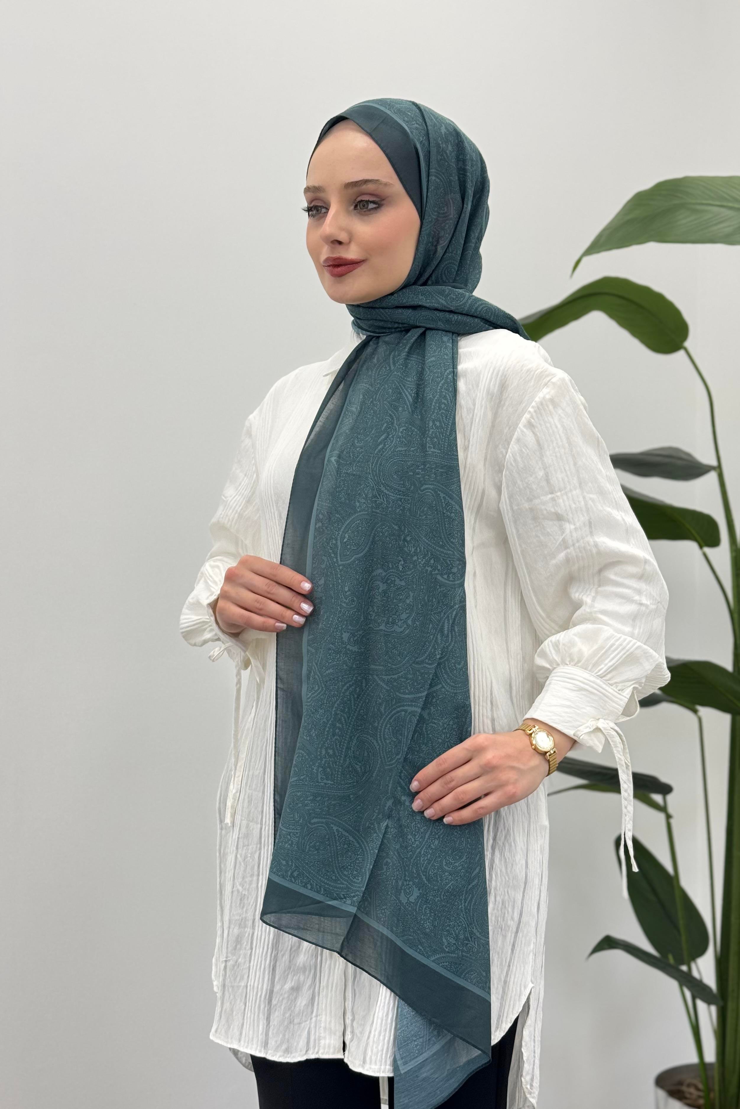 LEVİDOR Levidor 11290 Paisley Desen Şal - Zümrüt Levidor 11290 Paisley Desen Şal - Bilen Giyim Şal 