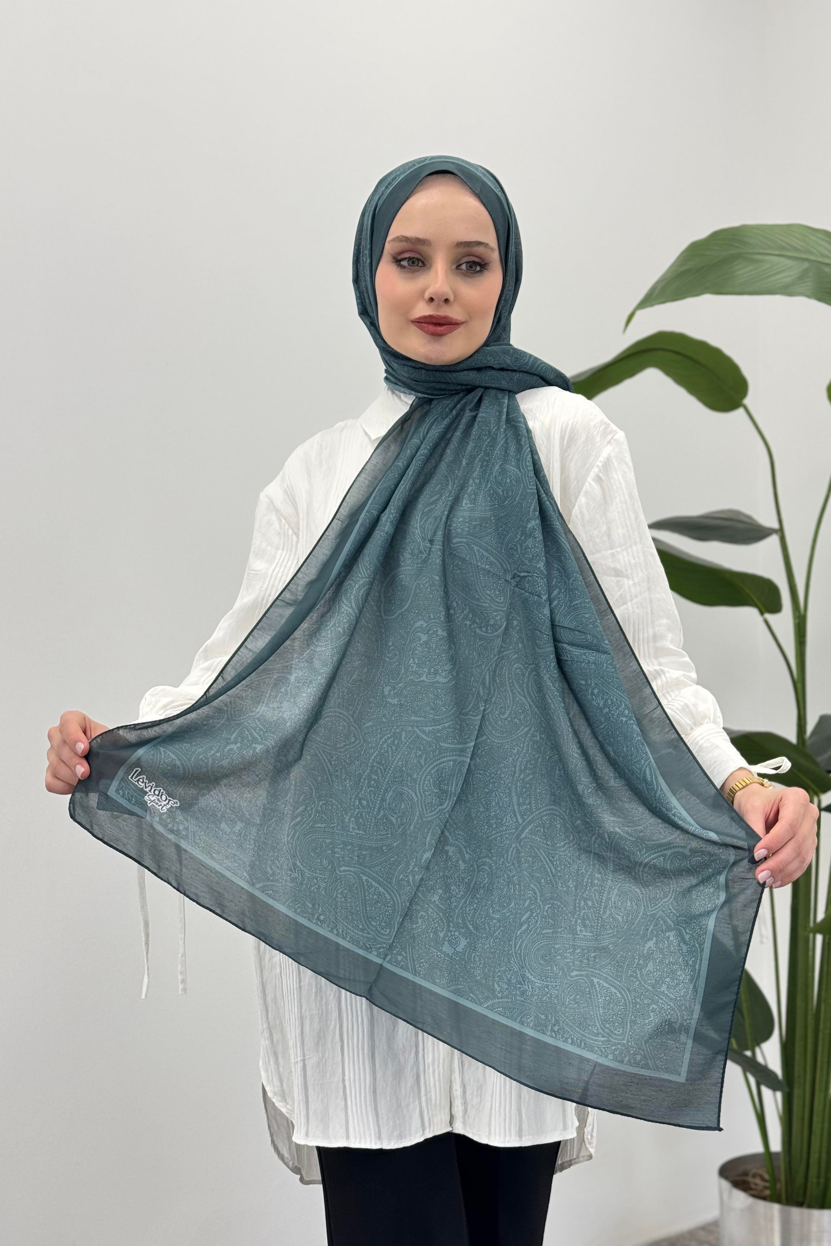 LEVİDOR Levidor 11290 Paisley Desen Şal - Zümrüt Levidor 11290 Paisley Desen Şal - Bilen Giyim Şal 