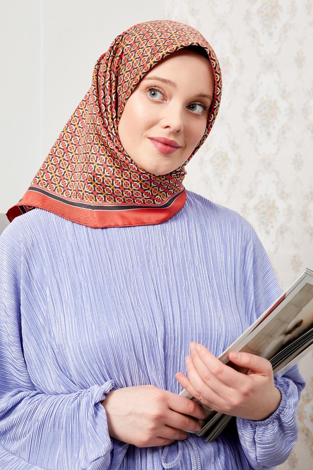 LEVİDOR Levidor 17488 Halka Desen Trend Twill Eşarp - Kırmızı  Eşarp